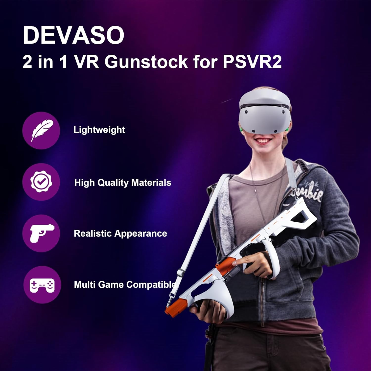Magnetic VR Gun Stock for PSVR2 3-in-1 Changing VR Handle Shooting Gaming Accs