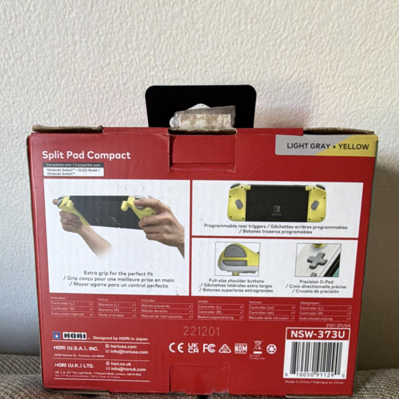Hori Split Pad Compact Controller Light Gray Yellow for Nintendo Switch OLED