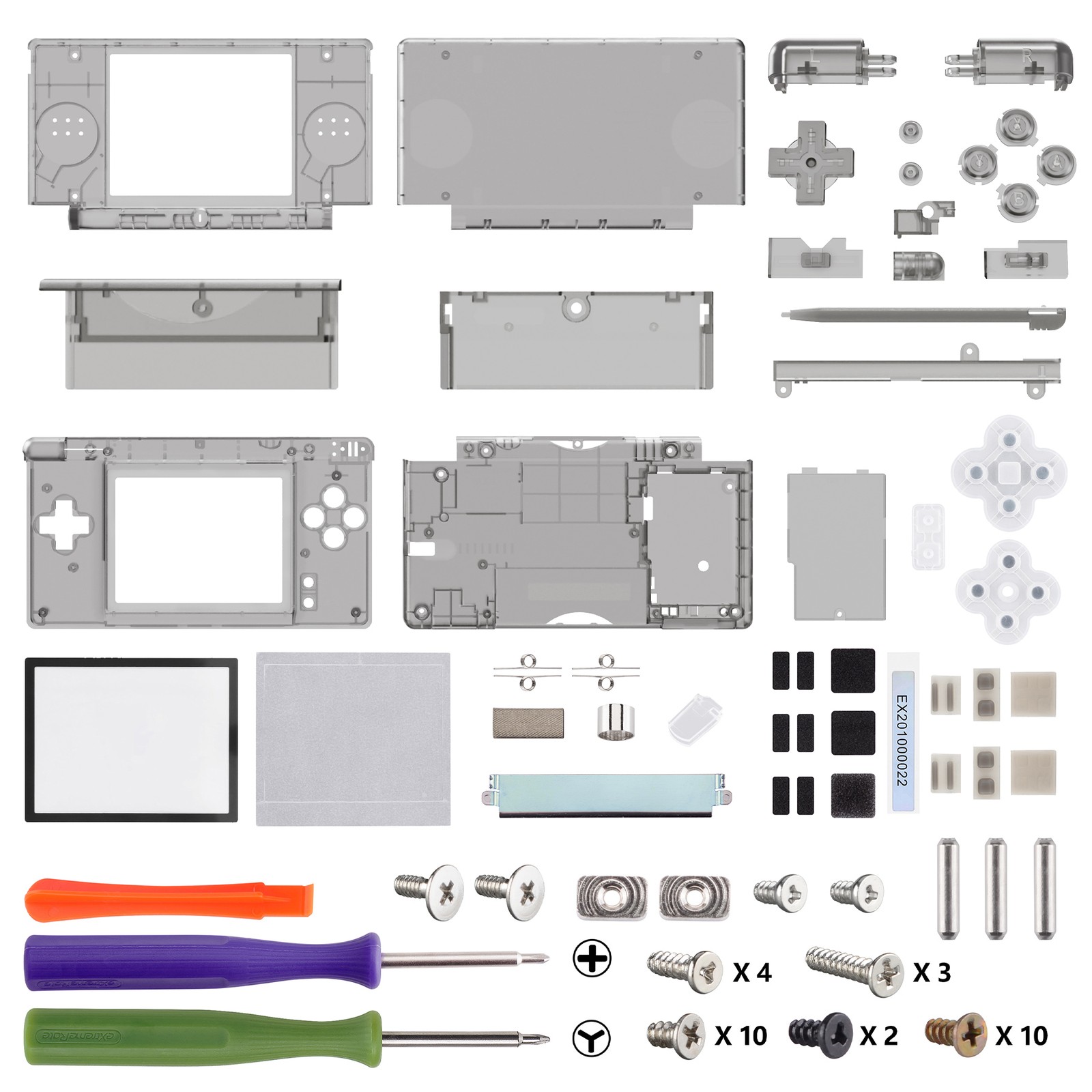 Full Replacement Housing Shell Screen Lens Buttons Clear For Nintendo DS Lite