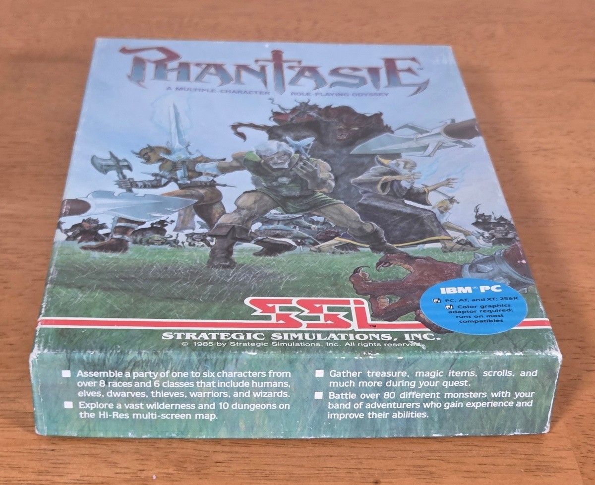 Phantasie SSI IBM PC Big Box Game 1987 Complete CIB 5.25″ Floppy Disk