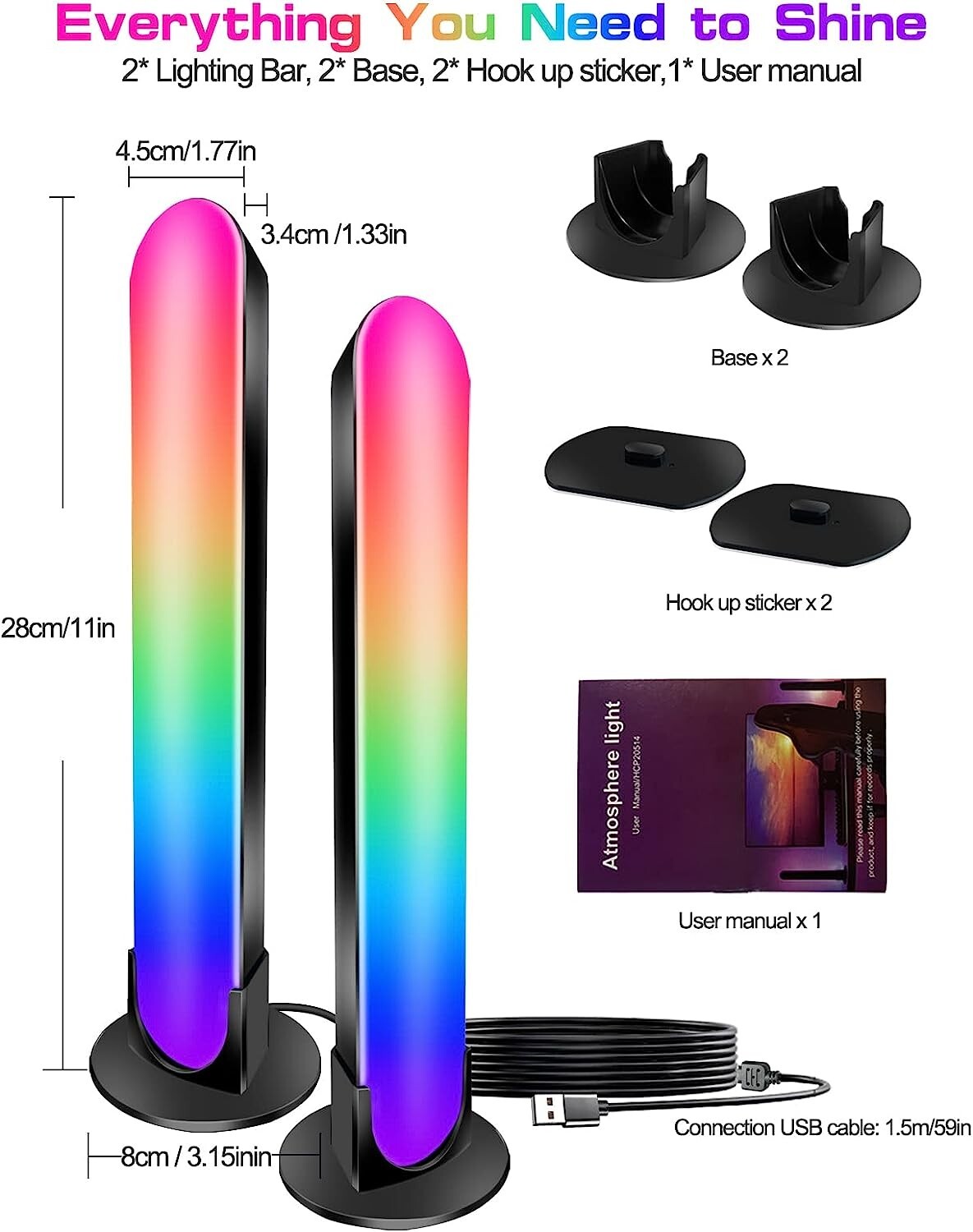Smart LED Light Bar Desktop Mood Light RGB Computer Ambience Light Music US