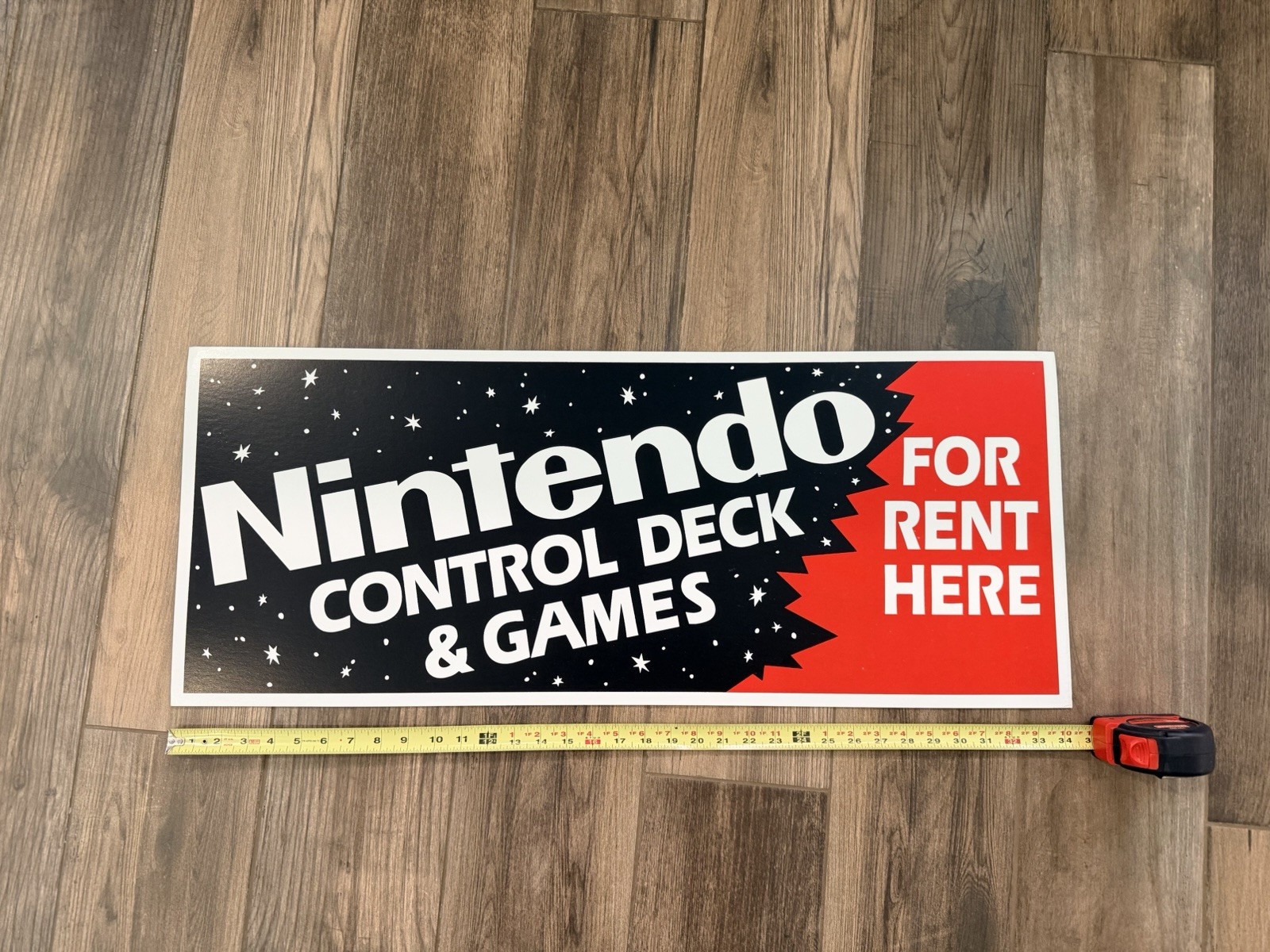Vintage Nintendo NES Control Deck Rental Sign New Old Stock Thick Cardstock