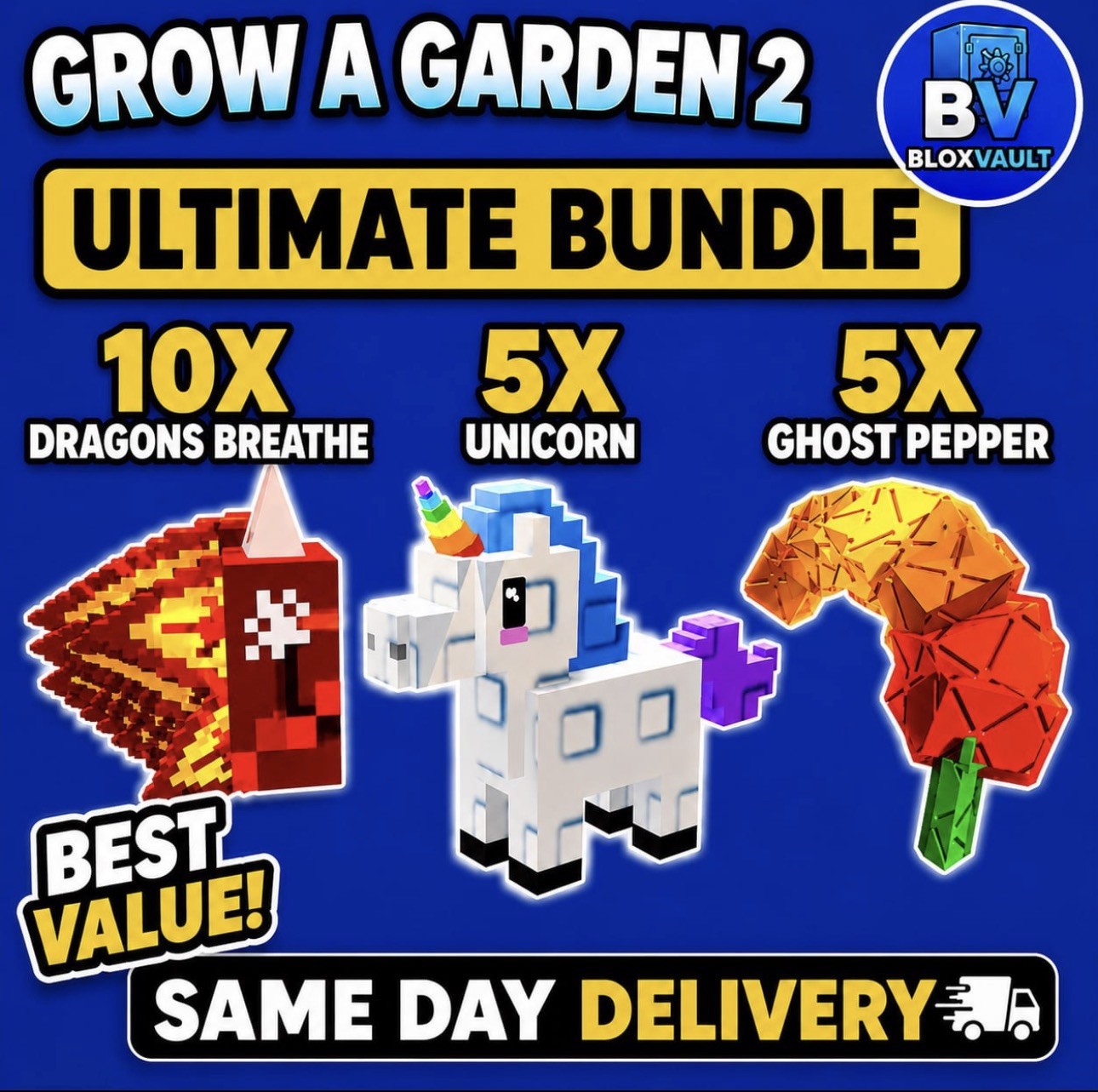 🪴Grow a Garden 2 | 10X Dragons Breath + 5X Unicorn + 5X Ghost Pepper Seeds🔥
