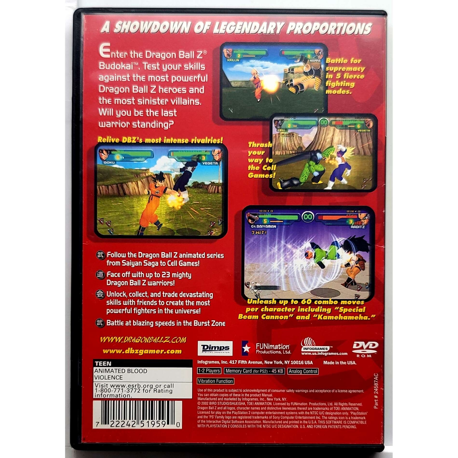 Dragon Ball Z Budokai – Sony Playstation 2 Pristine 180 Day Guarantee PS2