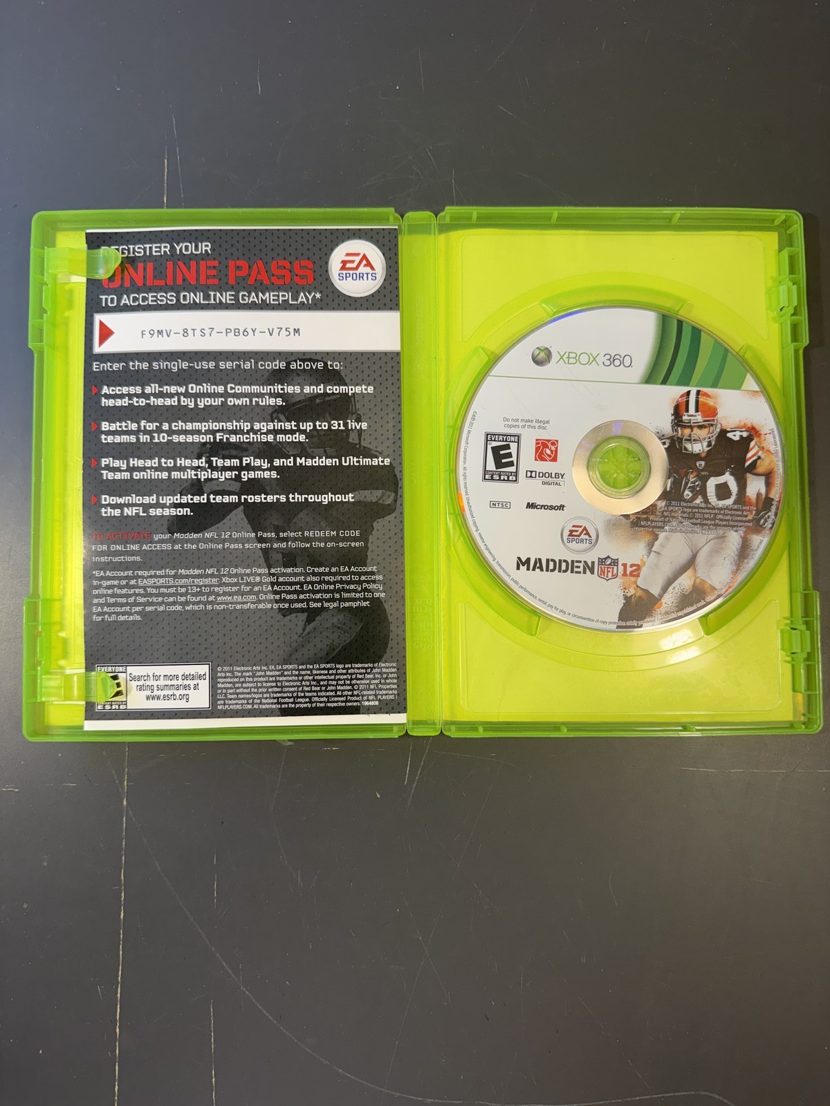 Madden NFL 12 (Xbox 360) EA Sports Football NTSC ESRB E Complete with Manual