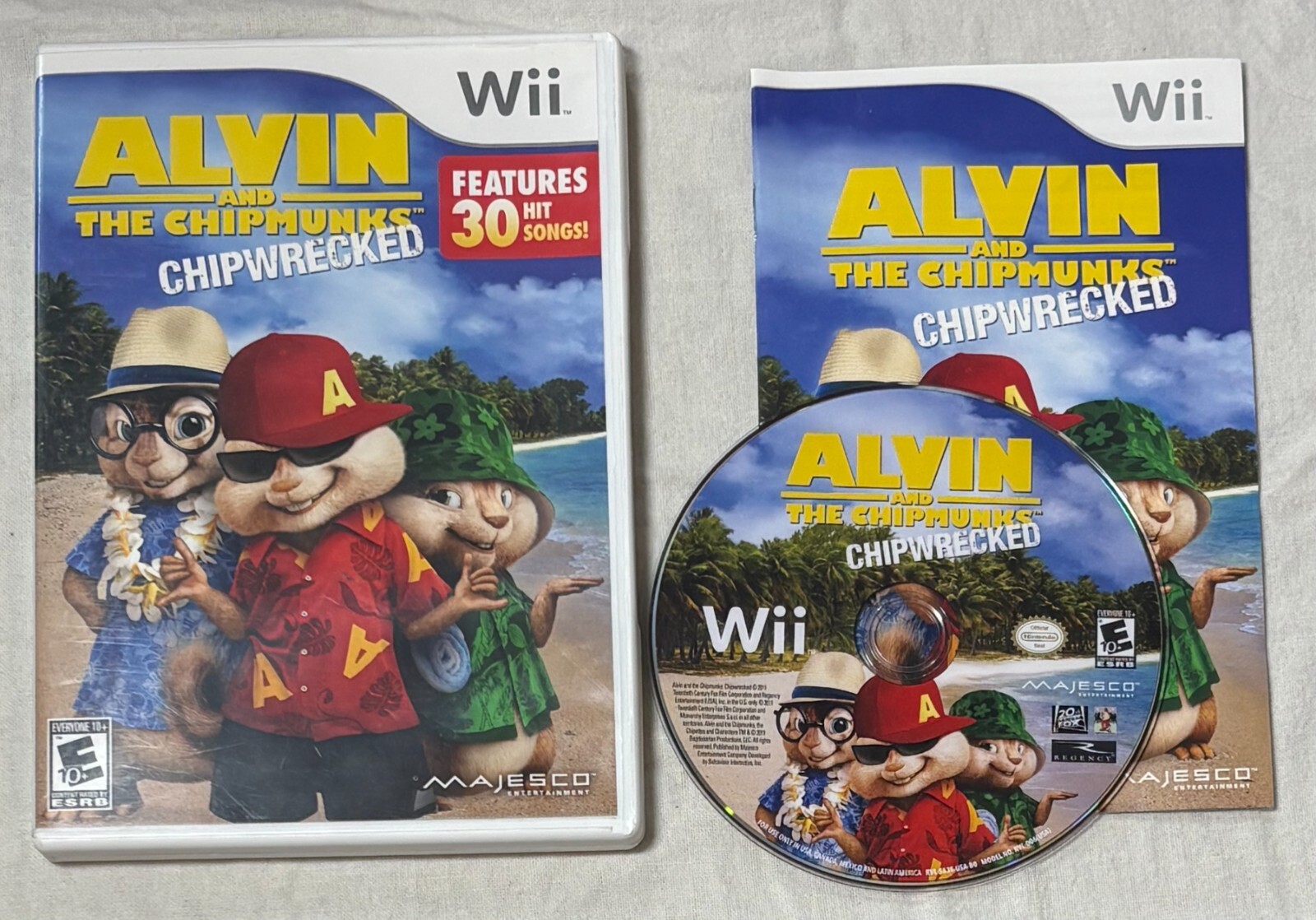 Alvin and the Chipmunks: Chipwrecked (Nintendo Wii, 2011) Game, Case and Manual