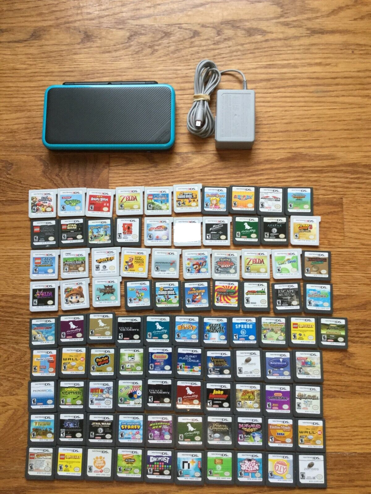 READ LISTING Nintendo 2DS XL System Console Black & Turquoise Blue CHOOSE 1 GAME