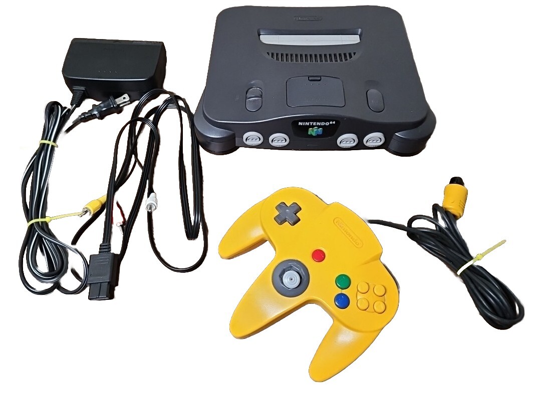 Nintendo 64 Console/Yellow Controller/PWR SPL/AV CABLES/TESTED & WORKS
