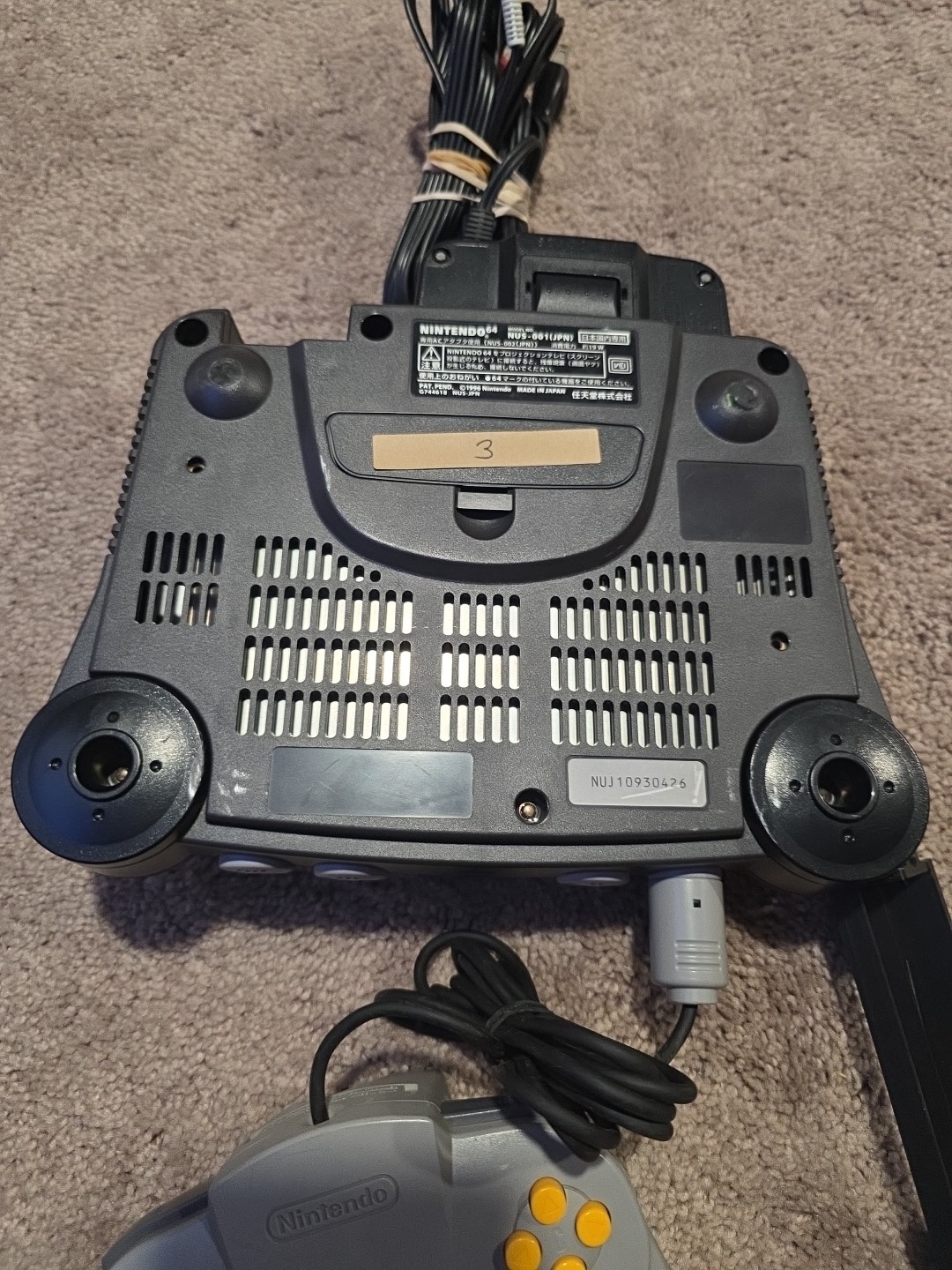 Japanese N64 Nintendo 64 Console “Region Free Tray Included” Console+Cords (3)