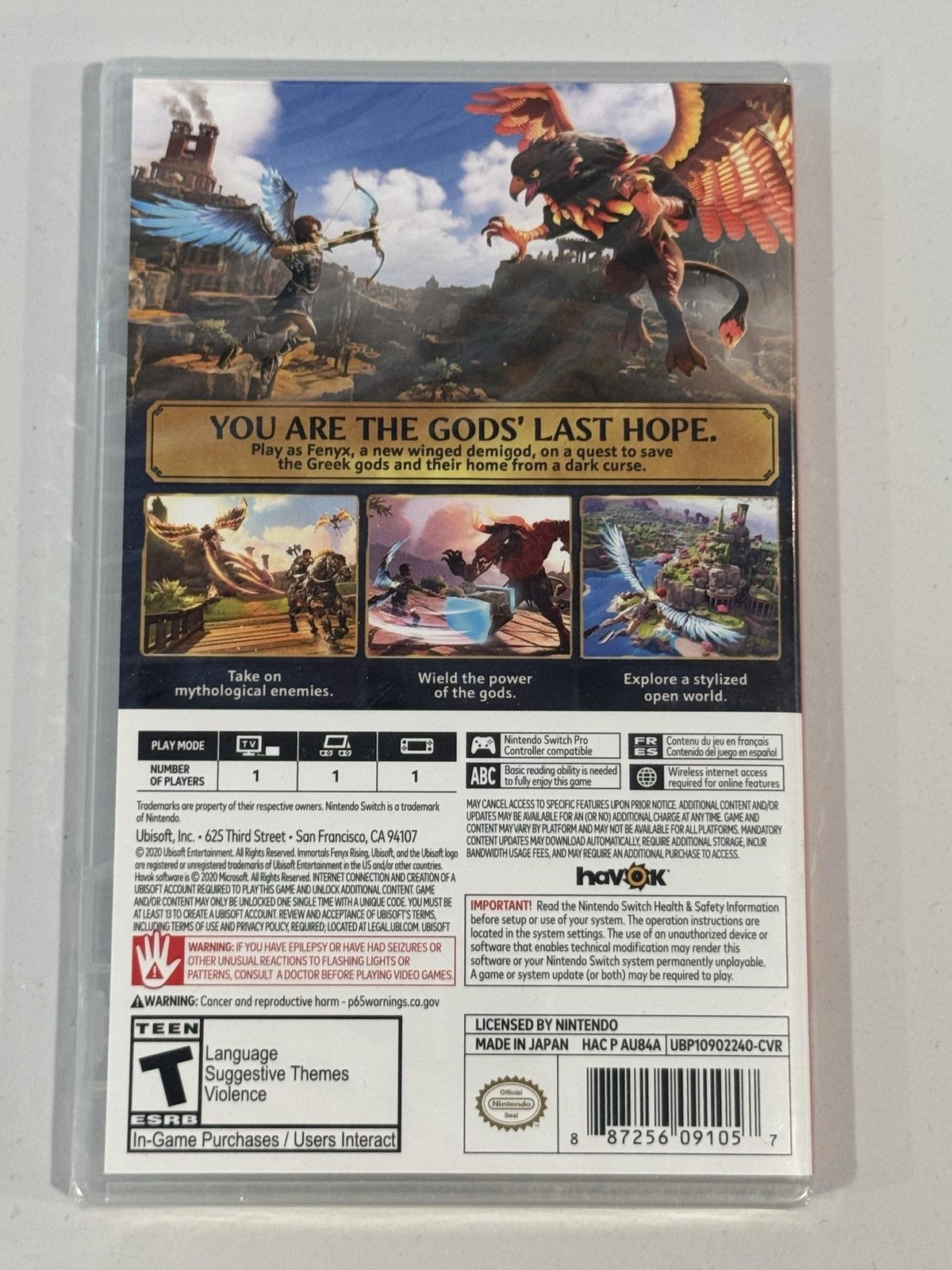 SEALED Immortals Fenyx Rising Nintendo Switch Game Ubisoft T NEW Bonus Quest