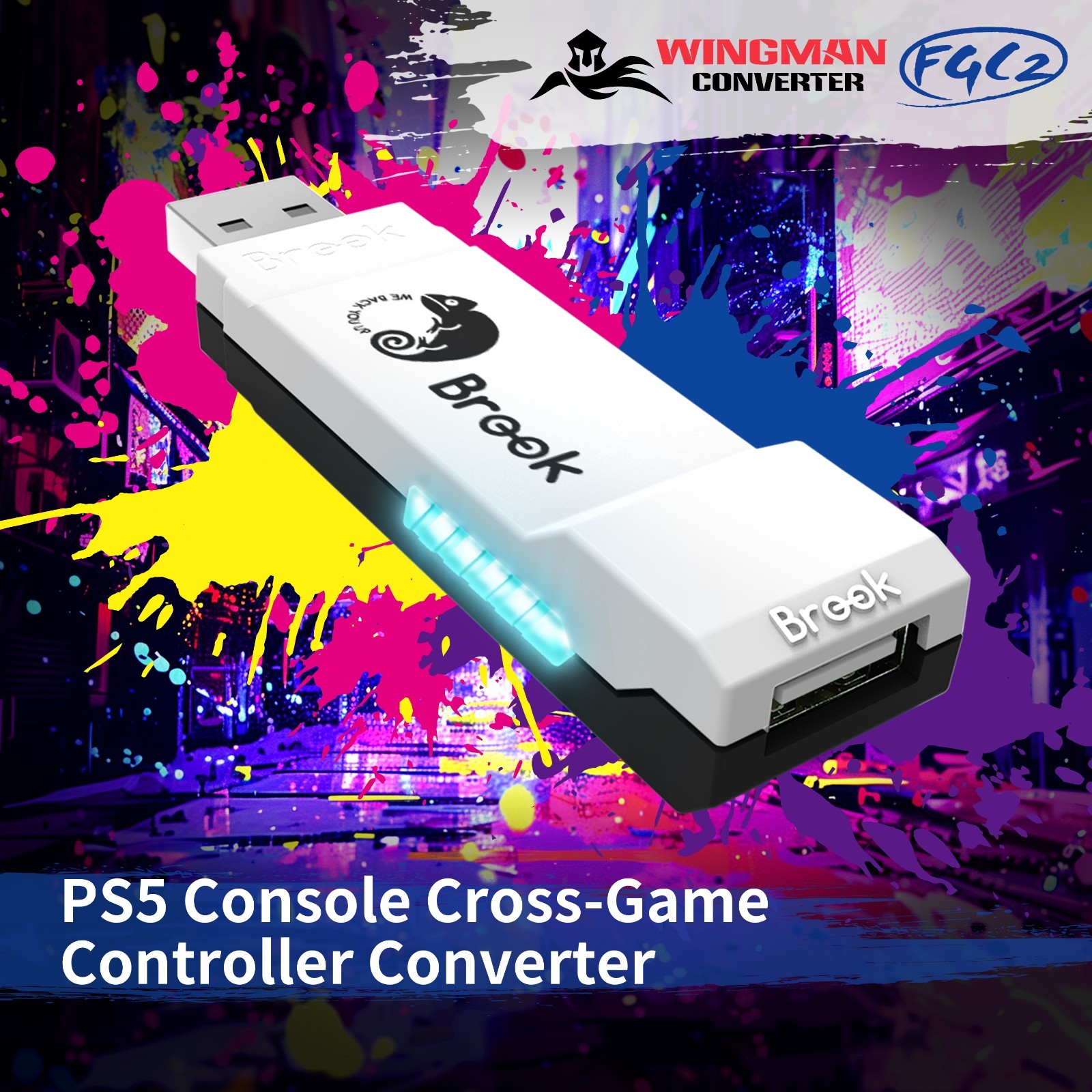 Brook Wingman FGC2 Converter Arcade Stick Adapter PS5 PS4 PC SF6 Tekken 8 NEW