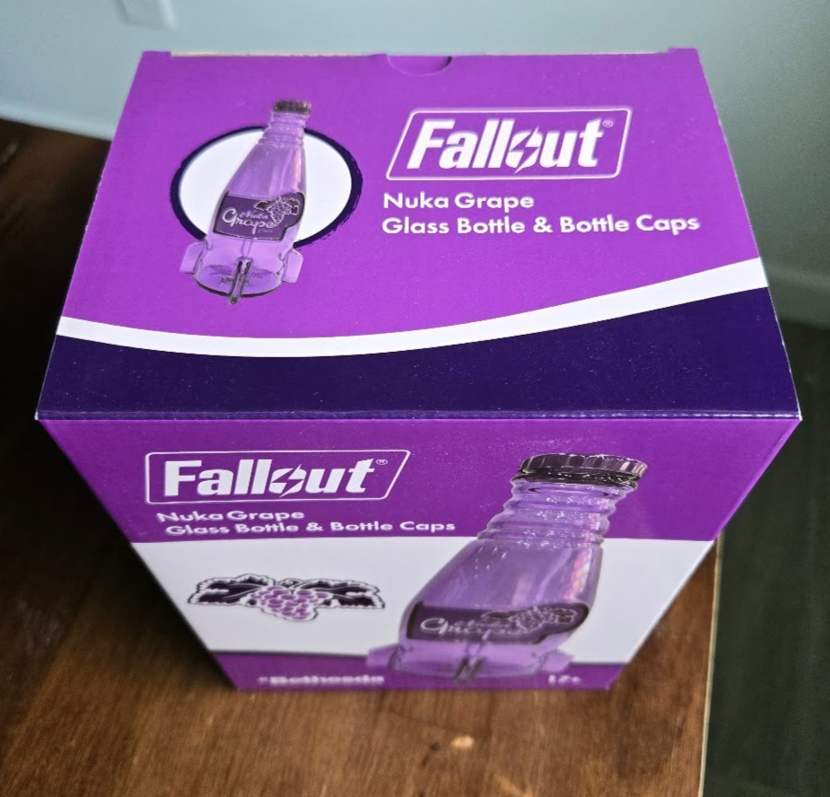 Fallout Nuka Cola Grape Glass Rocket Bottle & 10 Caps Official NEW