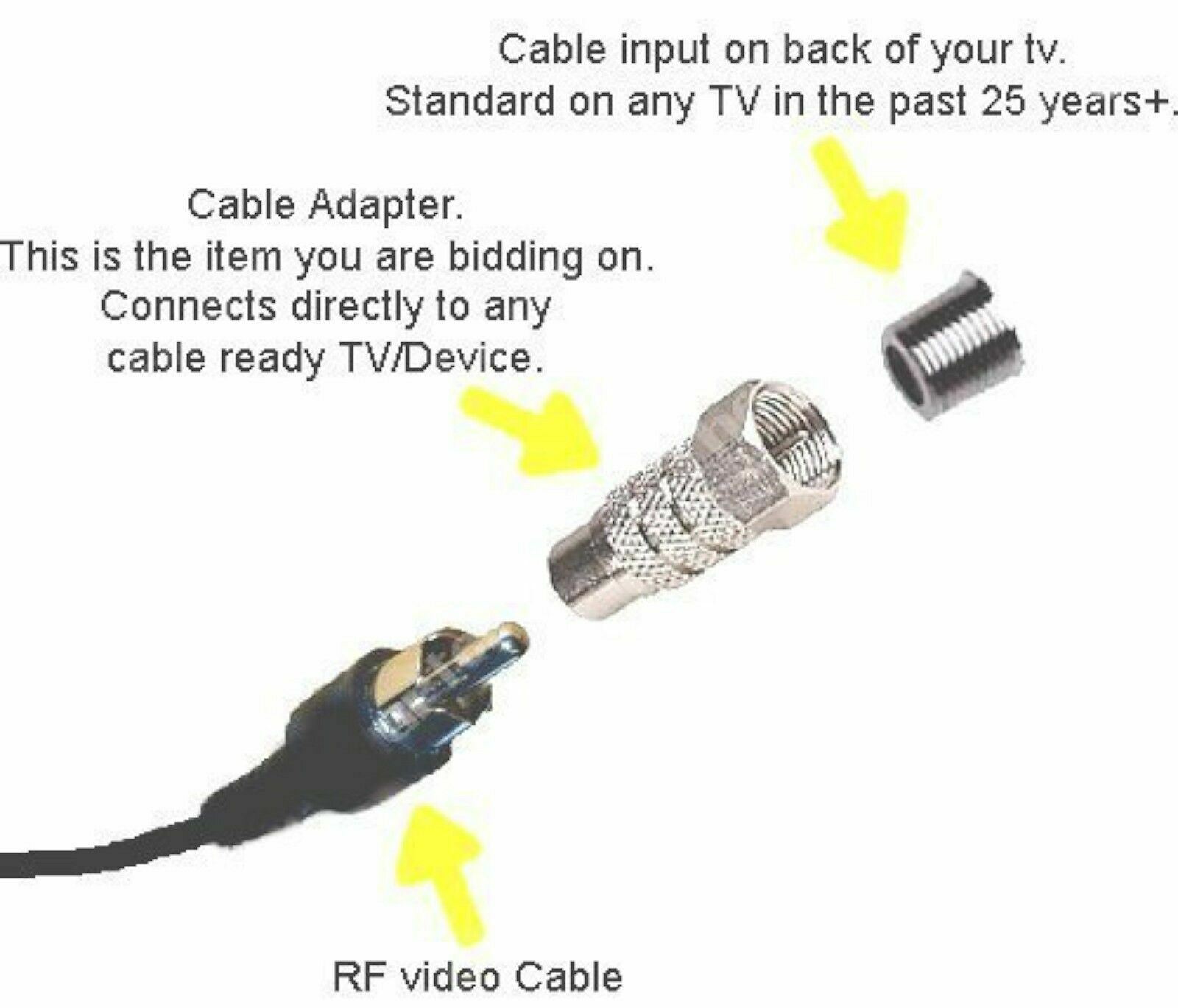 NEW Game RF Video TV Cable Adapter RCA to COAX hdtv FOR 2600/7800 Sega/Coleco