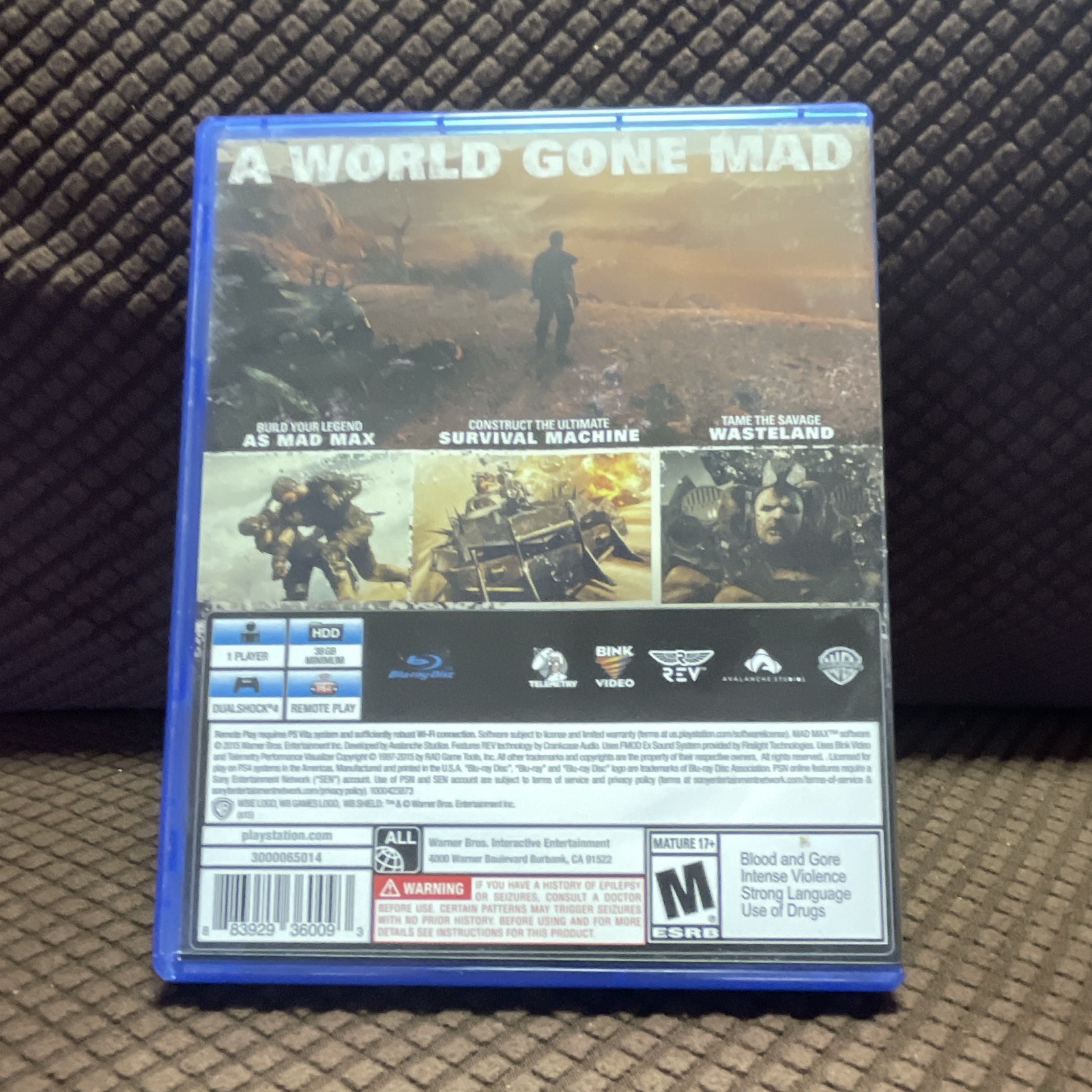 WB Games Mad Max Sony PlayStation 4 PS4 Action & Adventure M Mature
