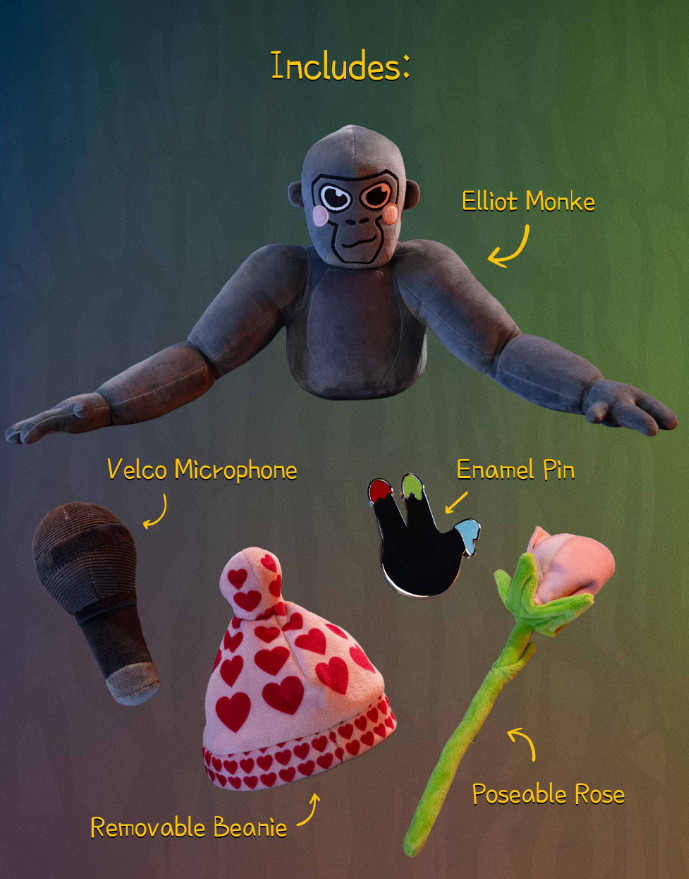 Official Gorilla Tag Plush ELLIOT Valentine Monke Plushie Juniper/Makeship NEW