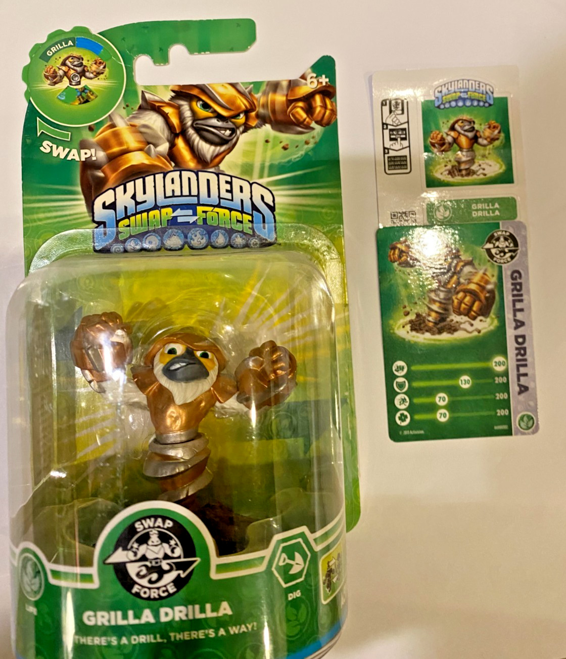 skylanders swap-force grilla drilla with sticker and card