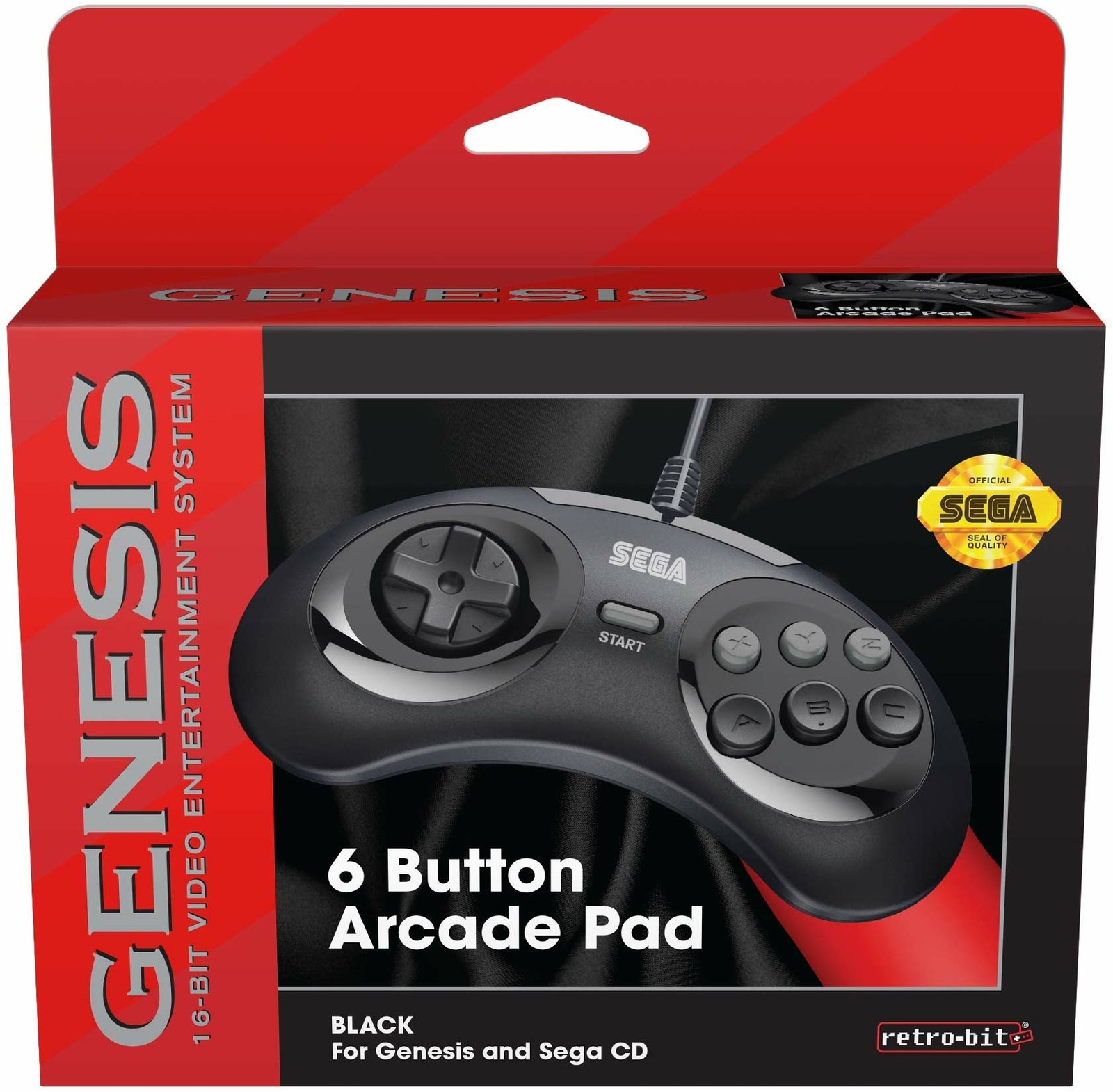 Retro-Bit Official Sega Genesis Controller 6-Button Arcade Pad – Black
