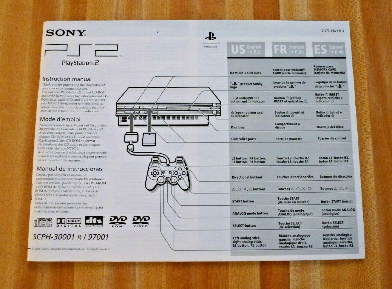 Set of 2 Sony Playstation 1 and Sony Playstation 2 Console Instruction Manual