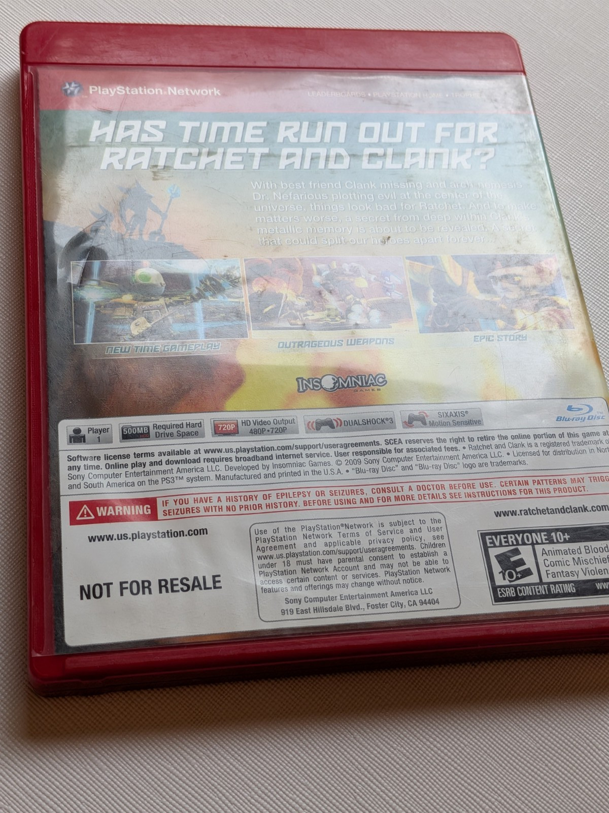 Ratchet Clank Future A Crack in Time (Playstation 3, PS3) GH* No Manual – Tested