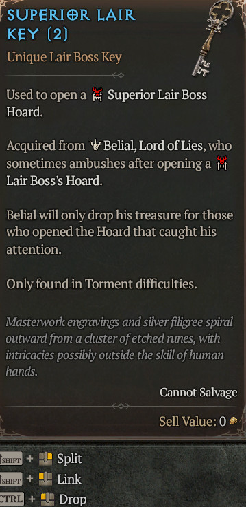 10x Superior Lair Key Diablo 4 Season 14 S14