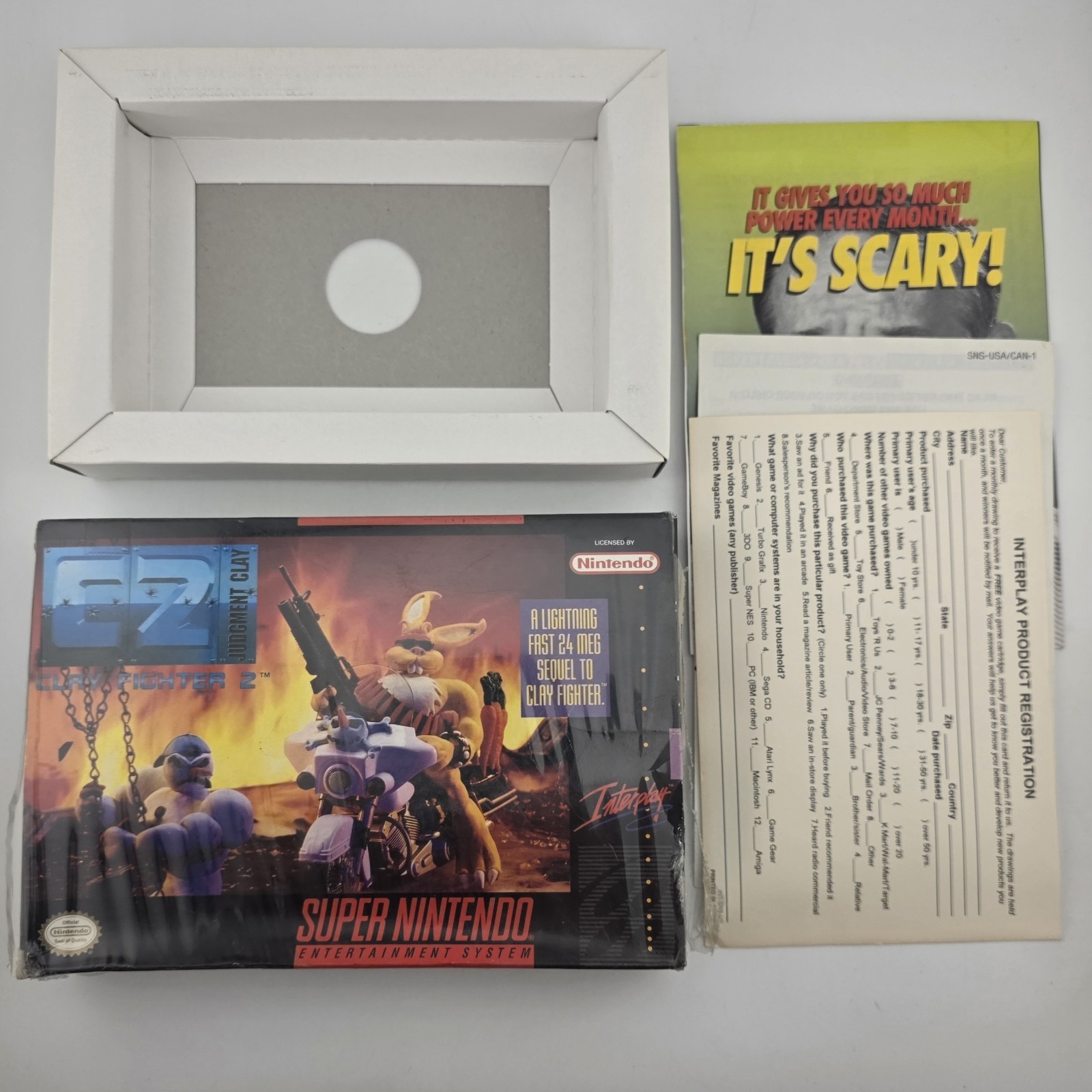 Clay Fighter 2 – Box With Reg Card – Super Nintendo Snes – Shrink (No Game)