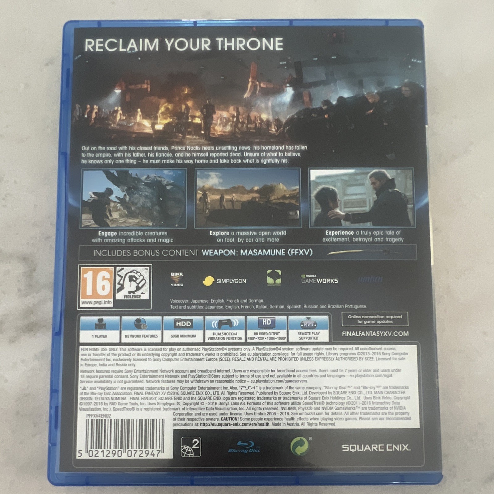 Square Enix Final Fantasy XV Day One Edition PS4 PAL PEGI 16 2016 RPG