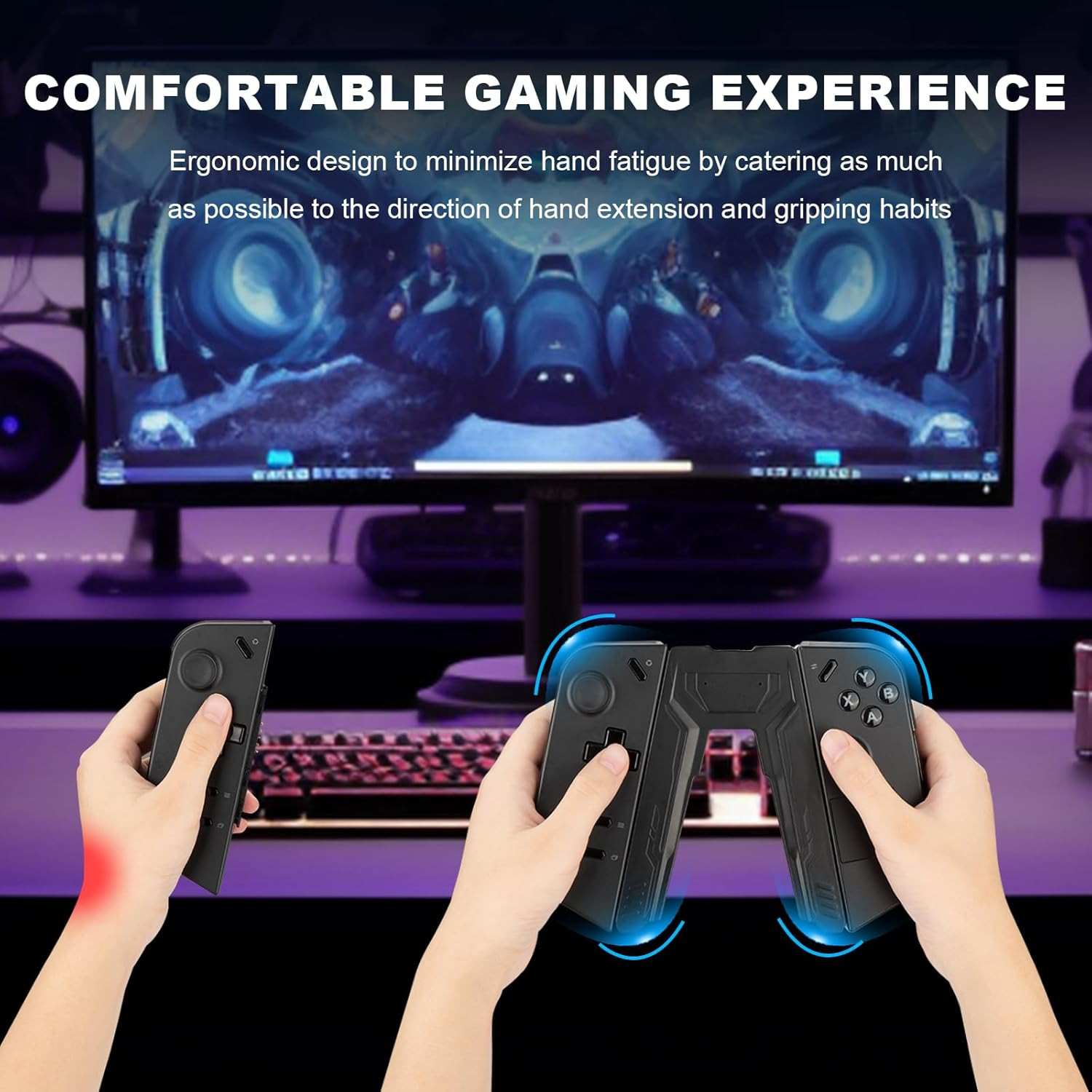 Charging Grip for Lenovo Legion Go Controller USB-C Dock Ergonomic Black
