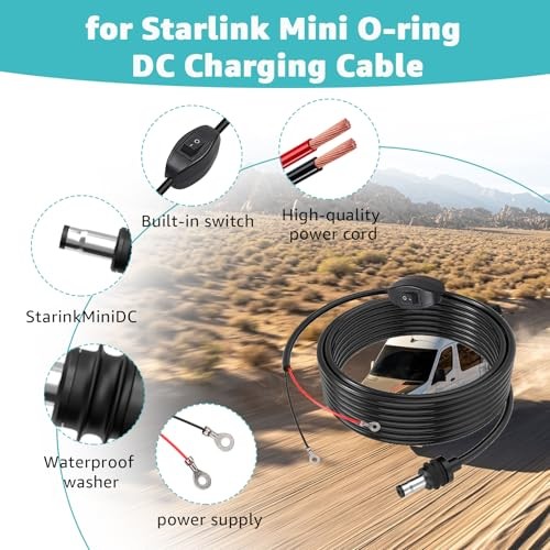for Starlink Mini O-Ring DC Charging Cable – 16FT Replacement for Starlink