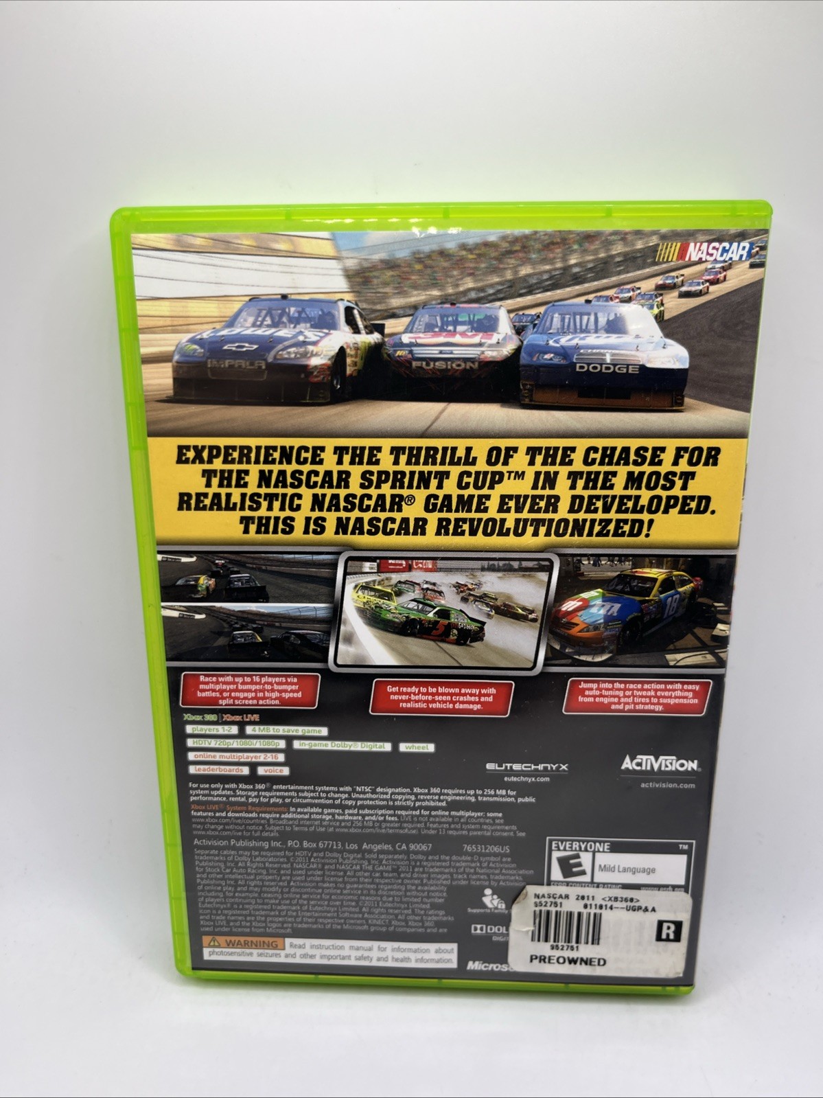 NASCAR The Game 2011 (Microsoft Xbox 360, 2011), CIB, Tested and Working