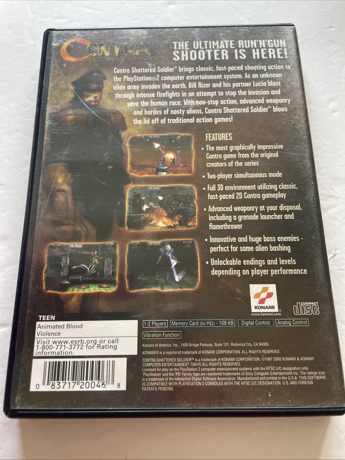 Contra: Shattered Soldier – Sony PlayStation 2 Complete In Box- Tested