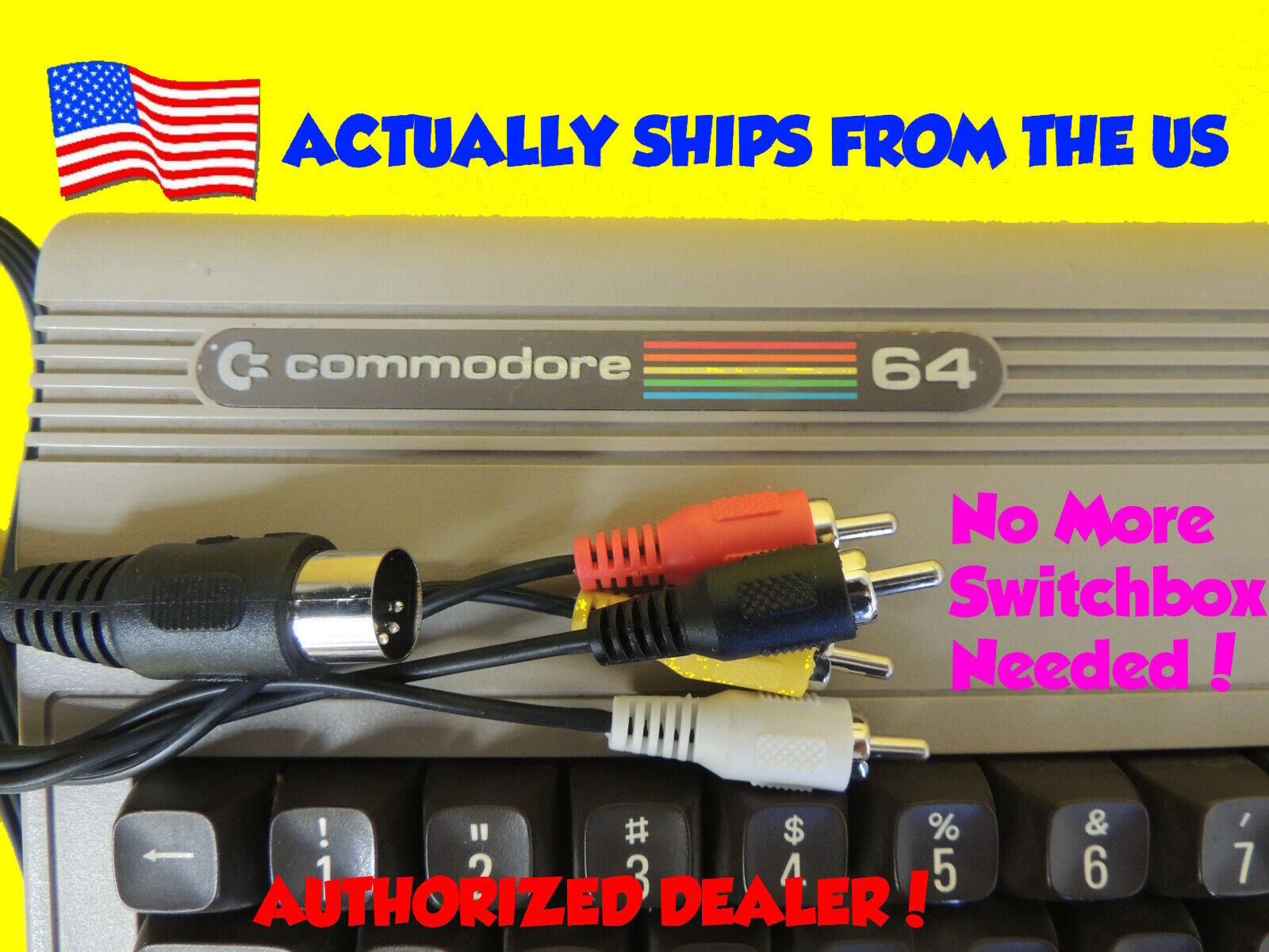 Composite Video & Audio TV DIN Cable for Commodore 64 C64 C-64 Optional HDMI