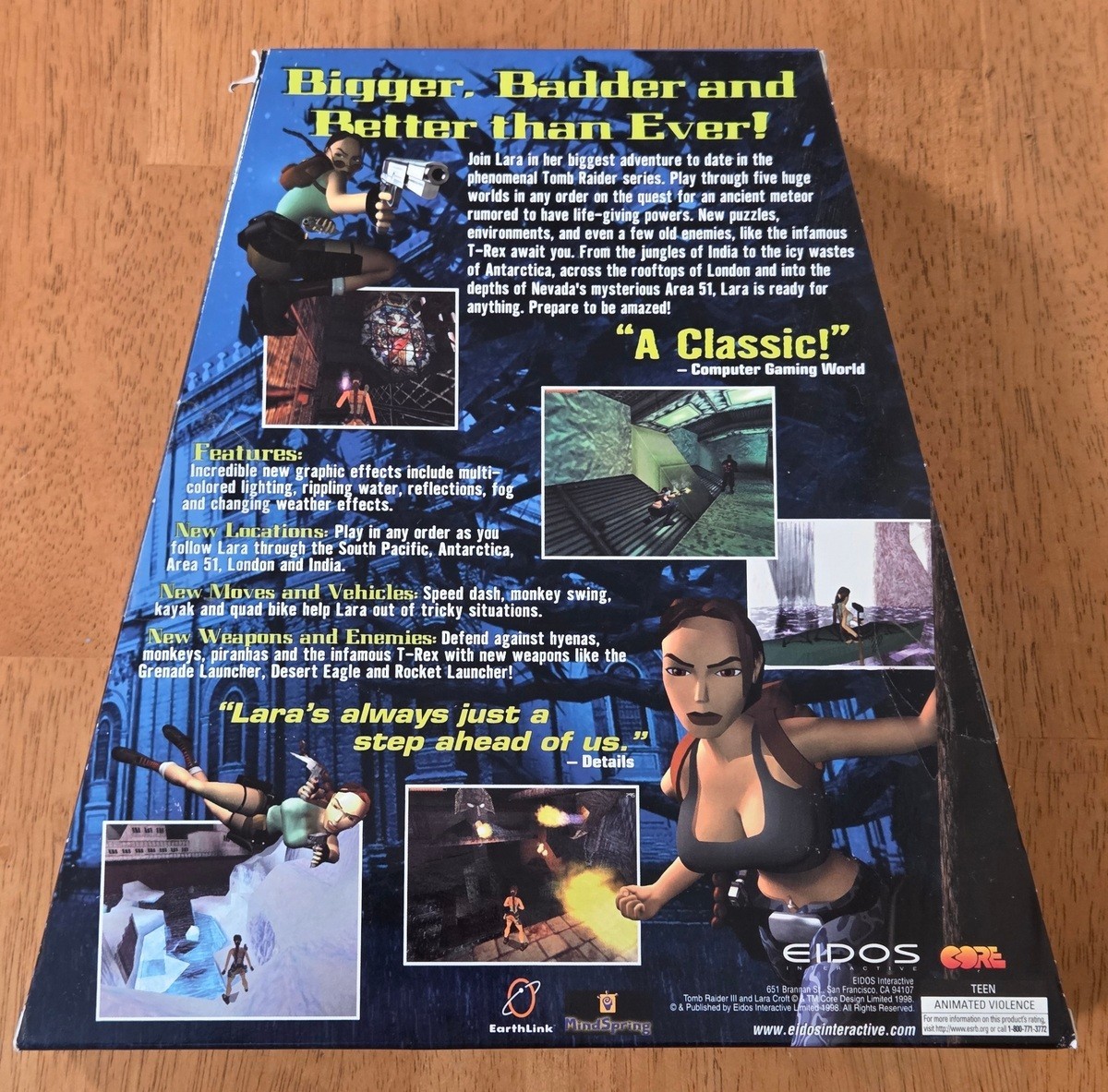 New Sealed Tomb Raider III Adventures Lara Croft EIDOS Trapezoid PC Big Box Game