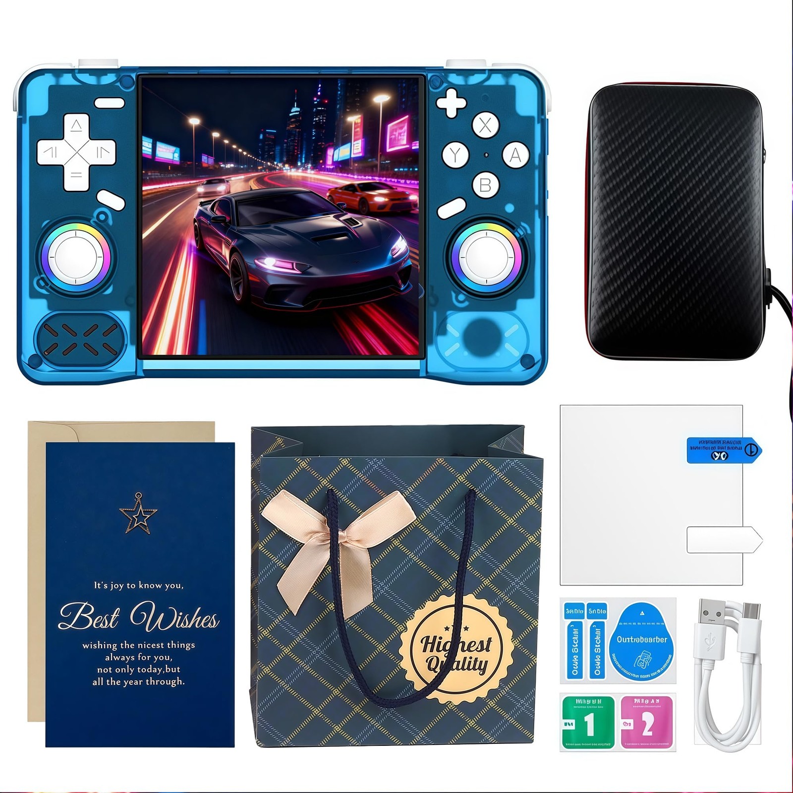 XF40H Retro Handheld Game Console with Gift Card & Bag, 4 Inch 4K IPS 128GB 2…