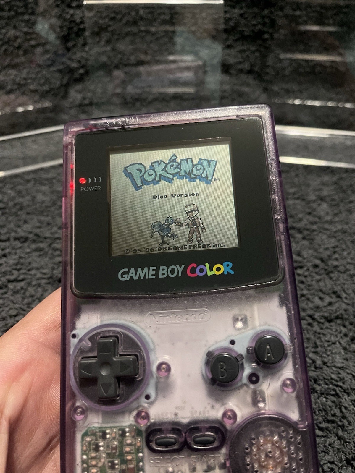 Game Boy Color Atomic Purple OEM Mint Condition+Silver GAME CARD&Blue GAME CARD