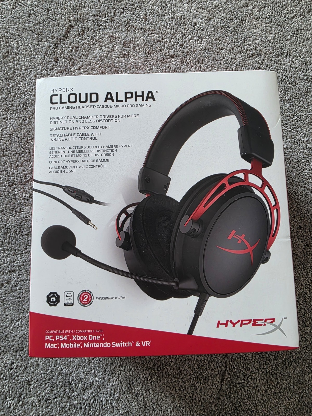 HyperX Cloud Alpha Gaming Headset Black/Red, 3.5mm Jack, Detachable Cable