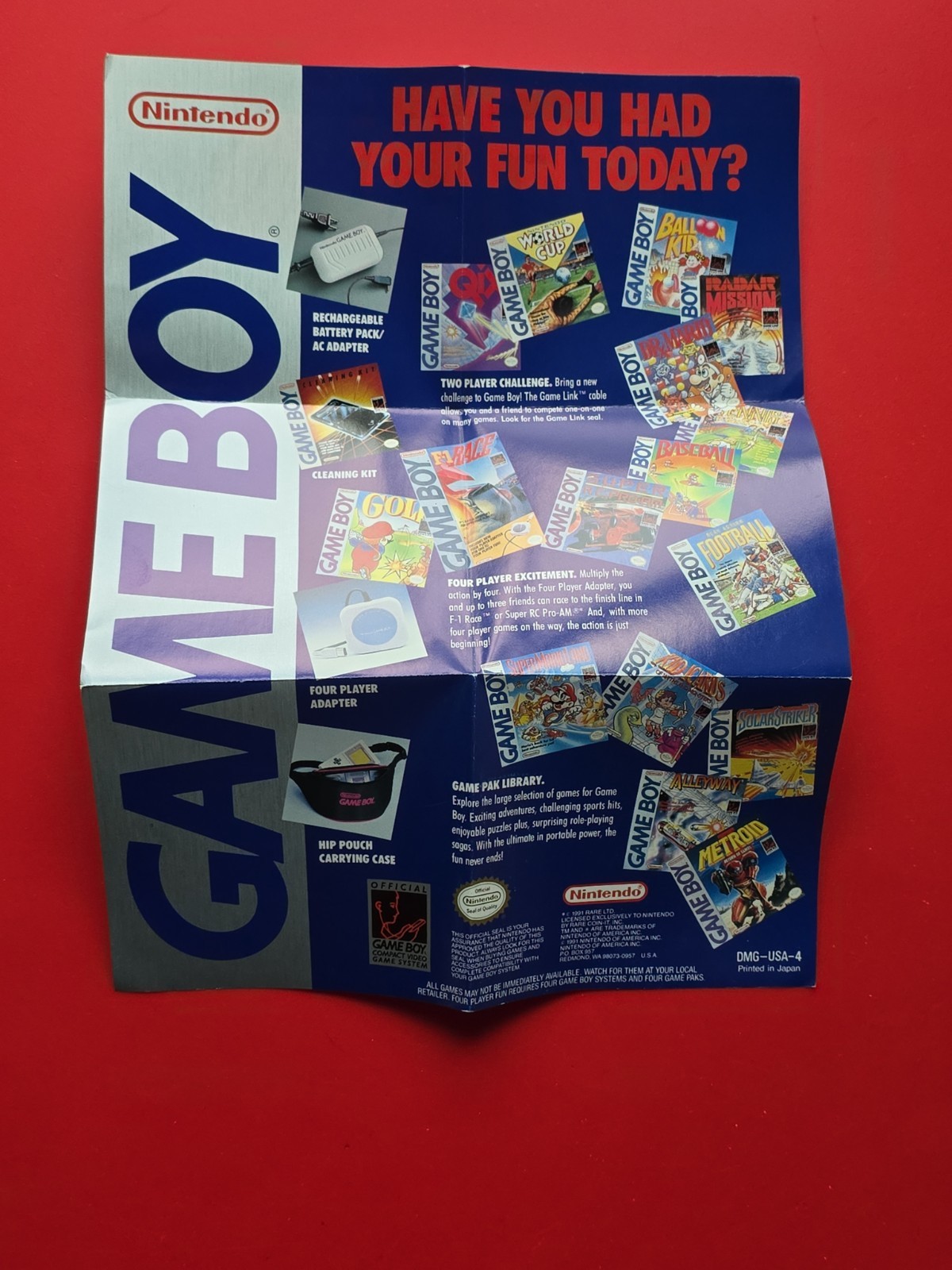 Original Nintendo Game Boy DMG-01 Box Tray Insert Paperwork No Handheld System