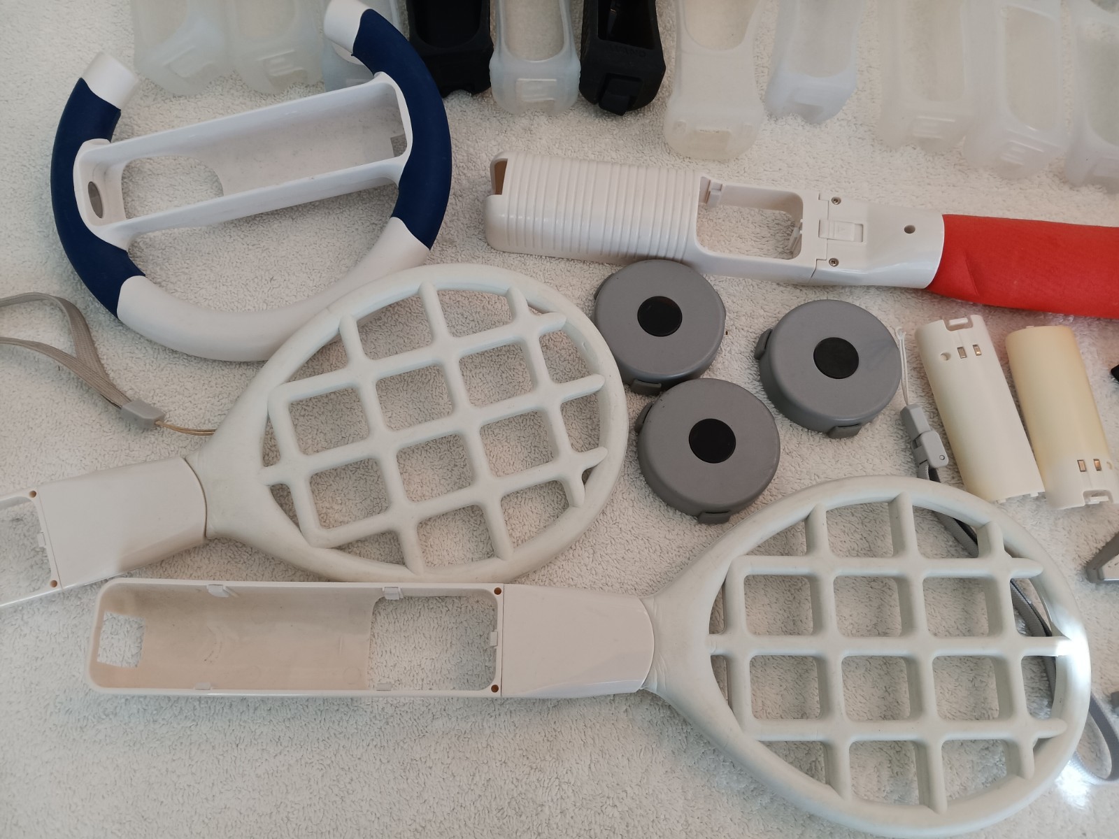 Lot of Nintendo Wii Accessories Chargers Wiimote Covers Steering Wheel Sports