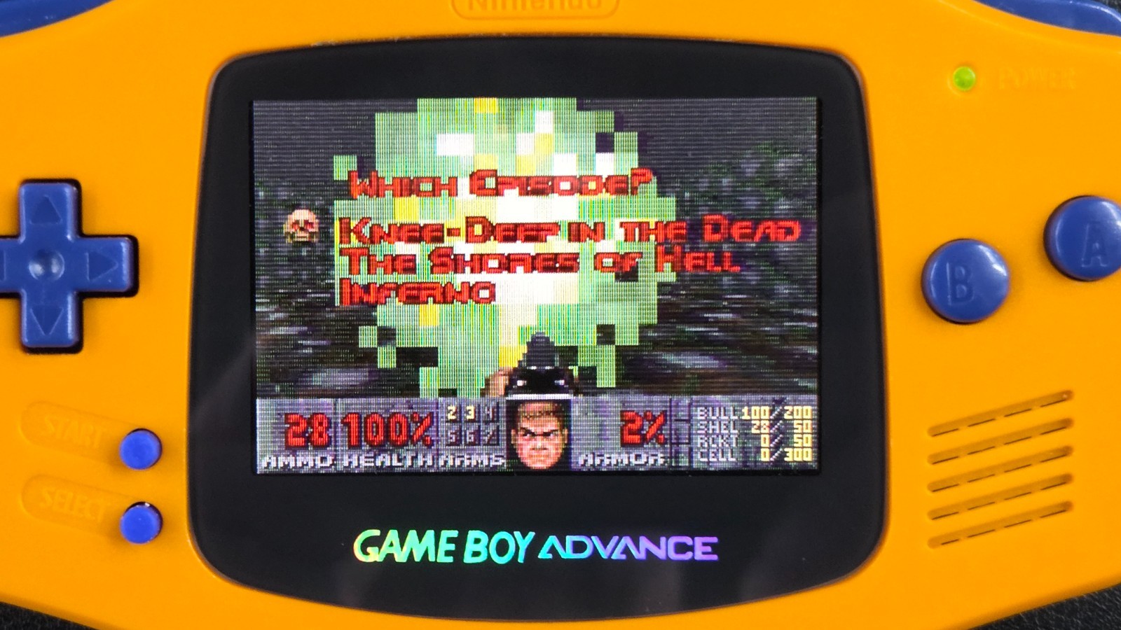 Doom Custom PC Conversion on Nintendo GBA Gameboy Advance Video Game