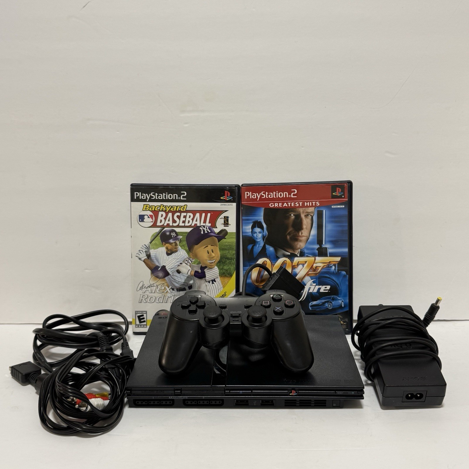 Sony PlayStation 2 PS2 Slim Console Complete W/ 2 Games – Tested Works!!