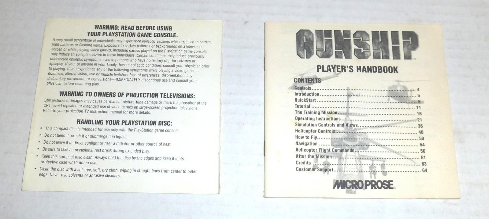 Gunship (Sony PlayStation 1 PS1, MicroProse, 1996) Complete HAS FLAWS READ