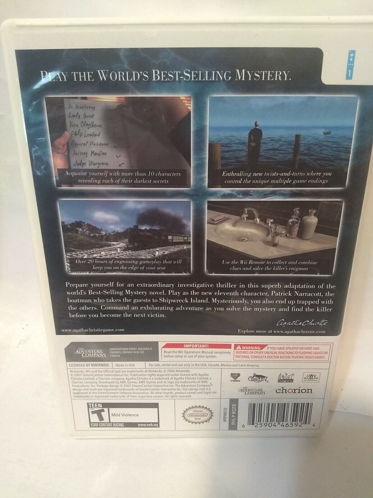 Agatha Christie: And Then There Were None Nintendo Wii Mystery Detective Intense