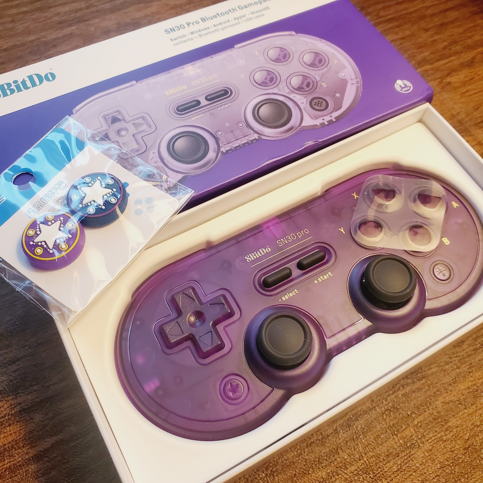 8BitDo SN30 Wireless Gamepad for Switch, Android, PC, Steam, Apple, Pi -PURPLE