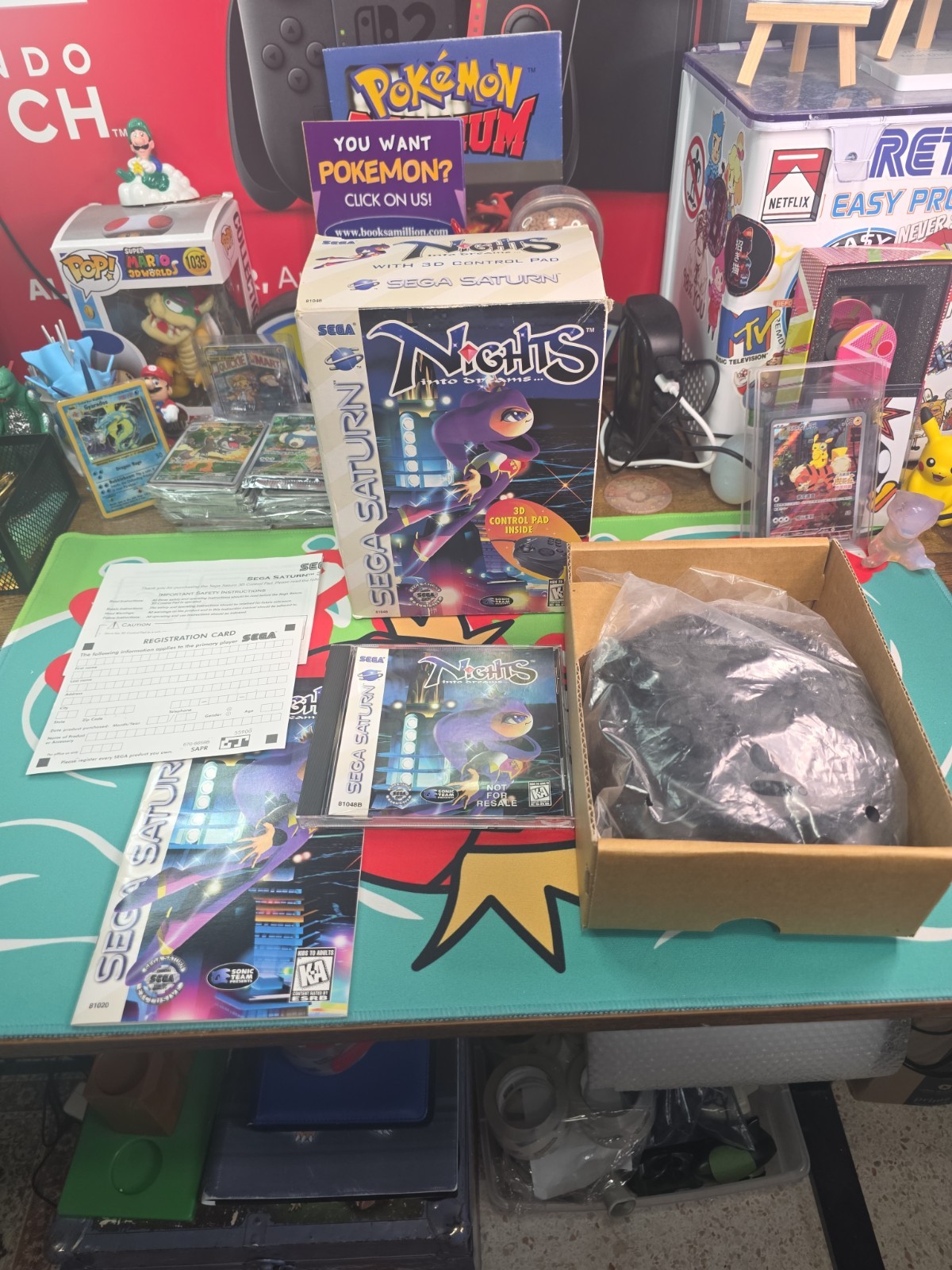 Nights Into Dreams (Sega Saturn) Big Box w/3D Control Pad Complete 2 Reg Cards