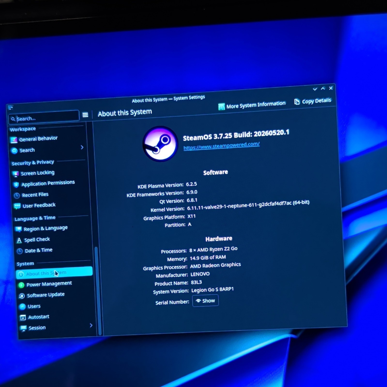 Lenovo Legion Go S SteamOS, 16gb RAM 512GB SSD, AMD Z2 Go, Adult owned