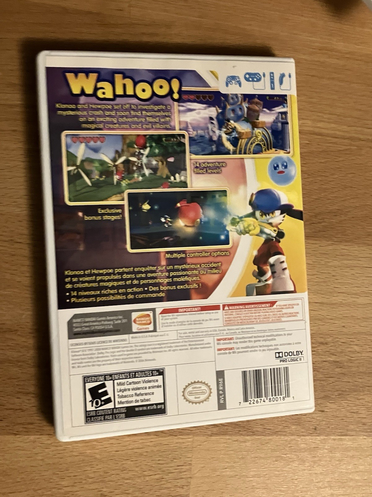 Klonoa (Nintendo Wii, 2009, Bandai Namco) – Game Disc & Case – Tested & Working