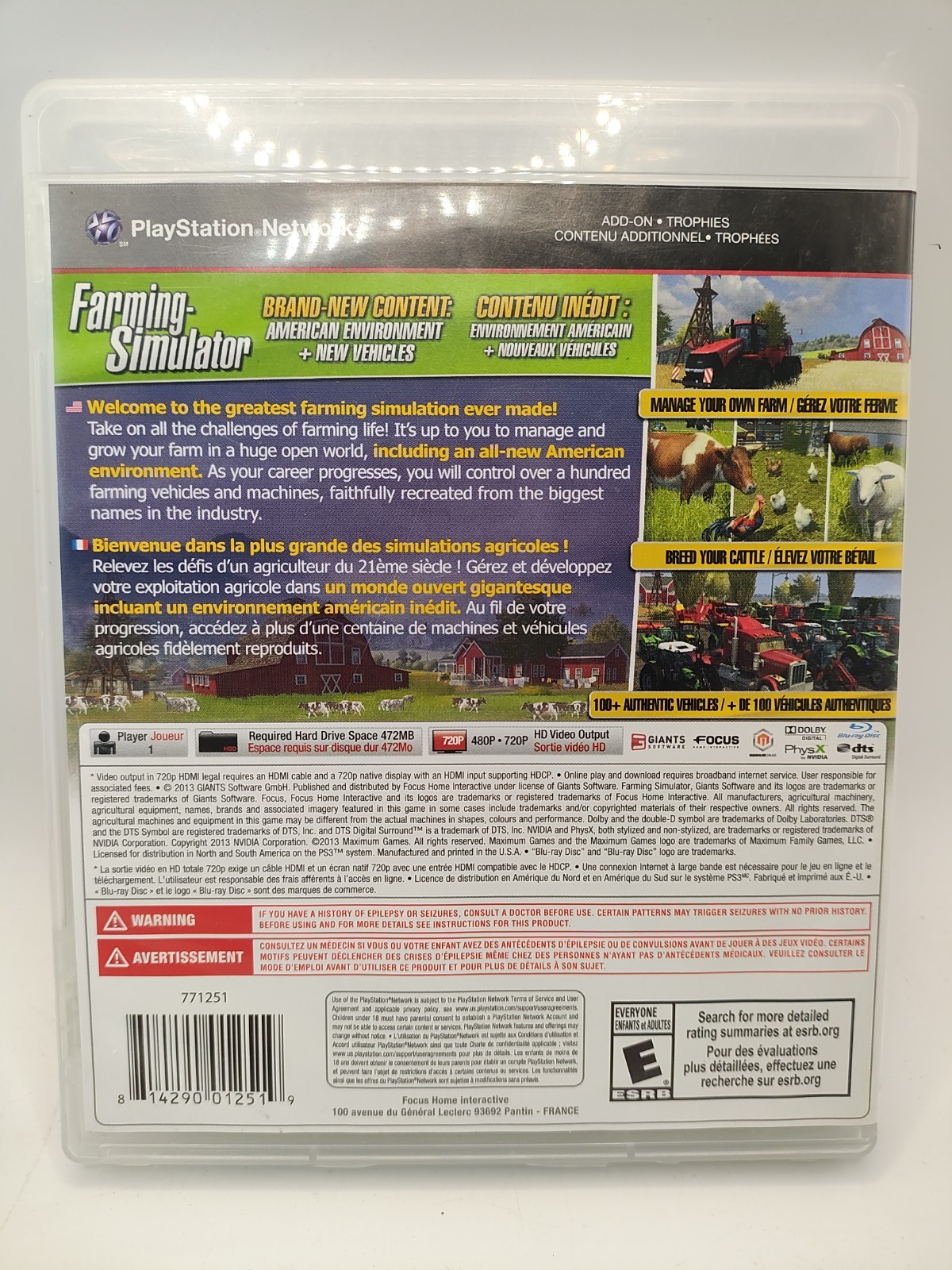 PS3 Sony PlayStation 3 – Farming Simulator 15 (2015) & Simulator With Manuals