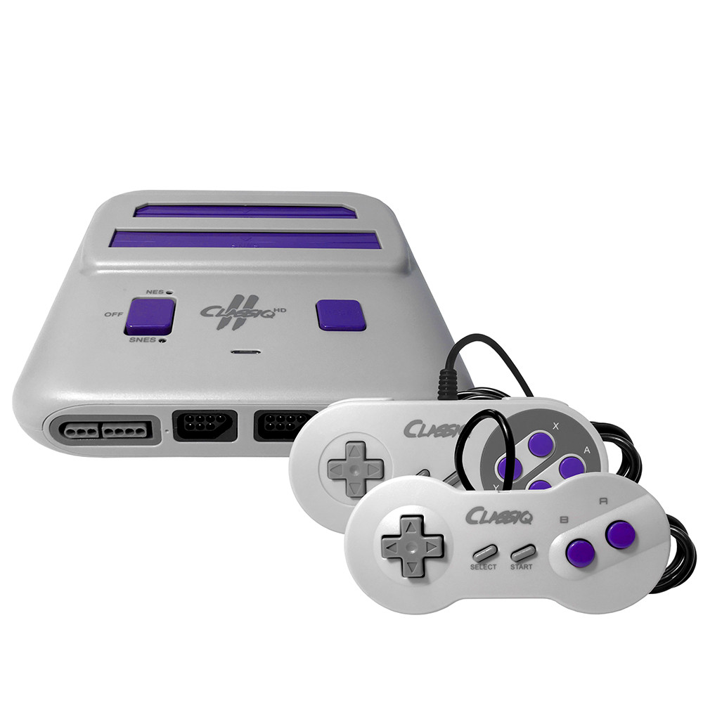 Classiq 2 HD 720p Twin Video Game System Grey/Purple for SNES/NES *OLD SKOOL*