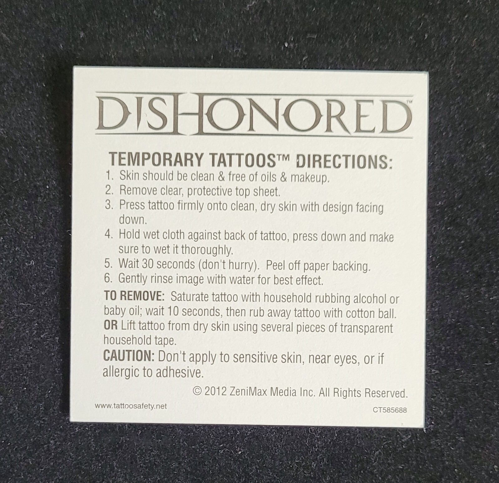 Dishonored The Outsider’s Mark Temporary Tattoo Official Promo E3 2012