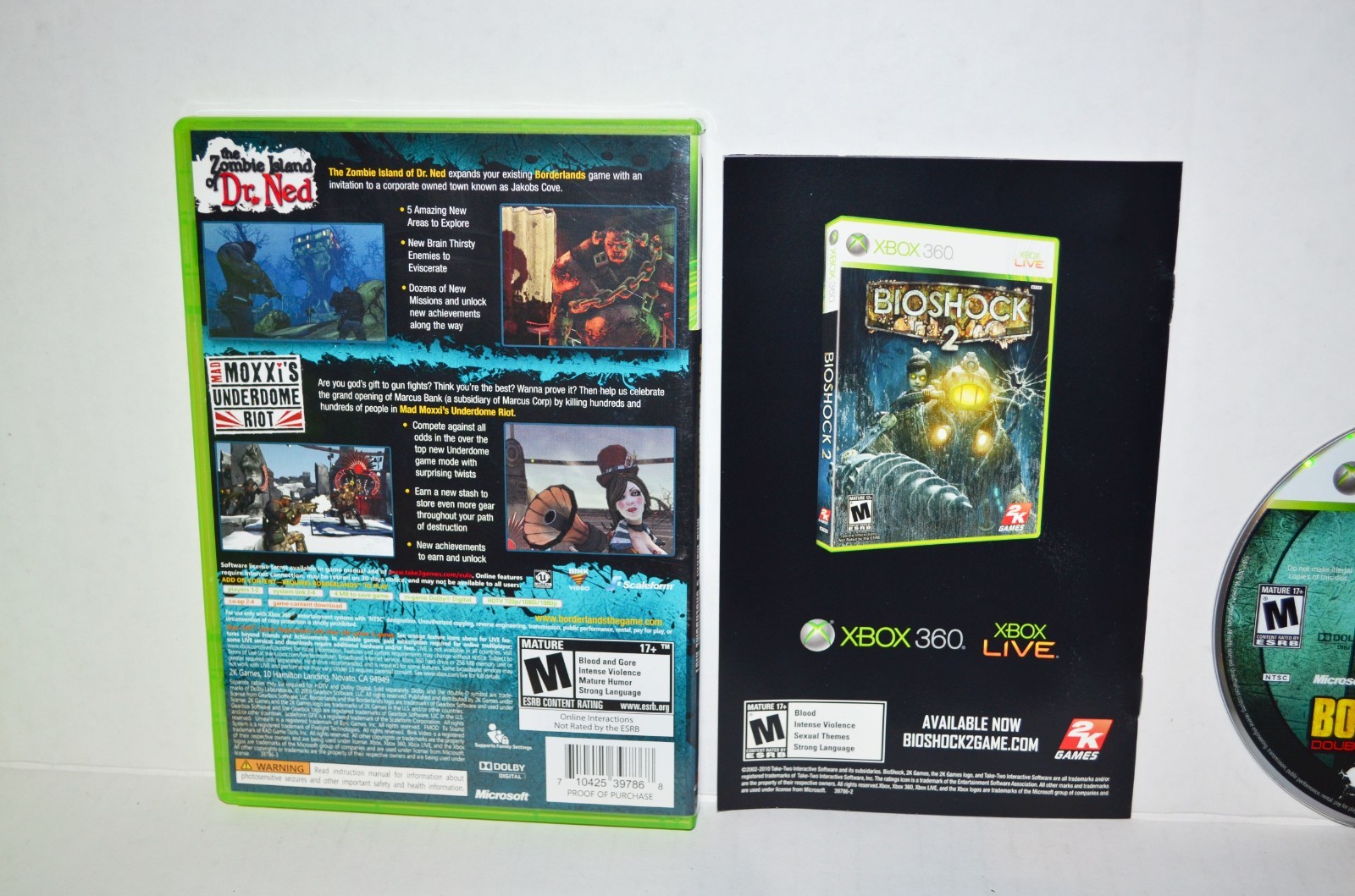 Borderlands Double Game Add-On Pack Zombie Island Mad Moxxi (Xbox 360) MINT🔥