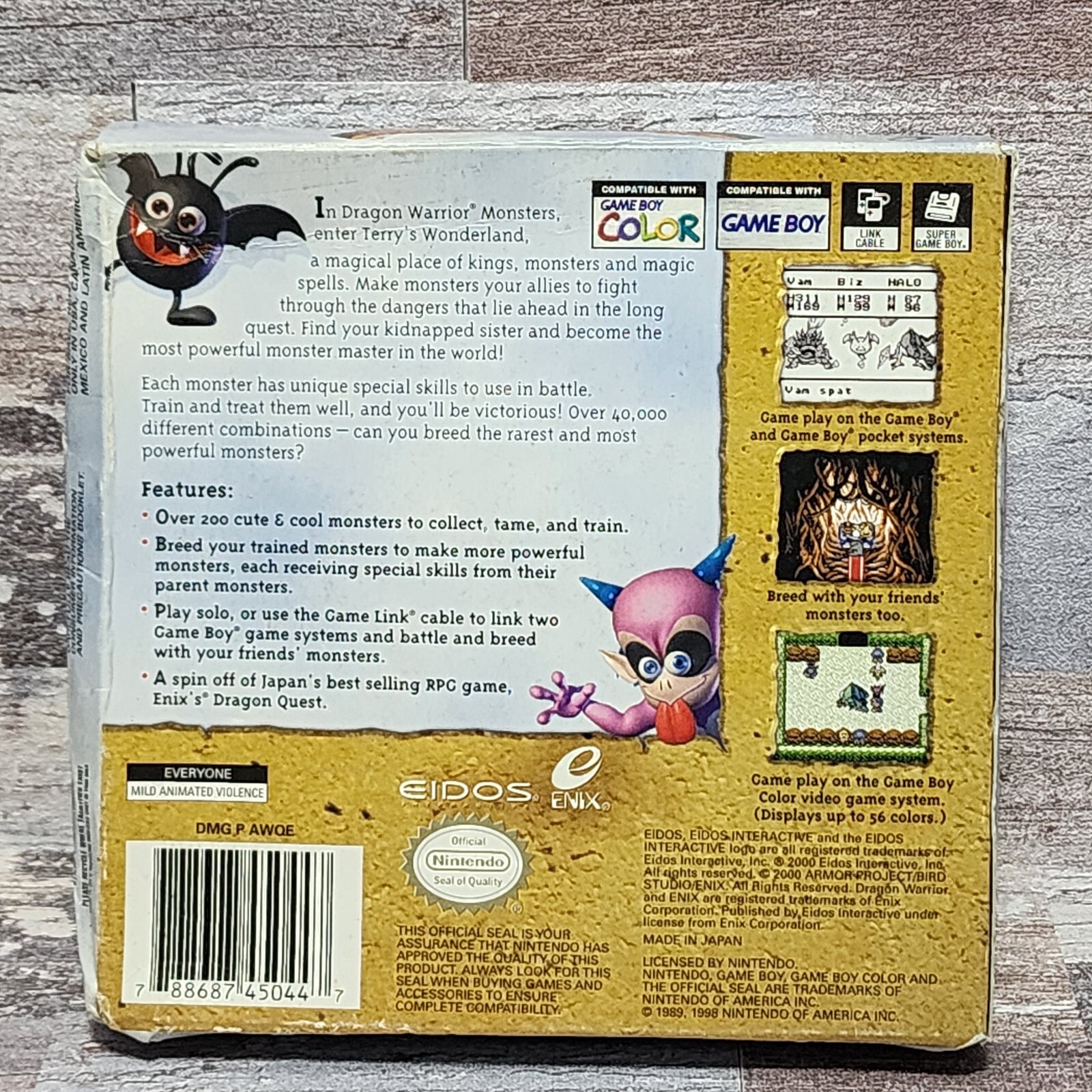 Dragon Warrior Monsters (Game Boy Color, 2000) Box & Manual Only *NO GAME*
